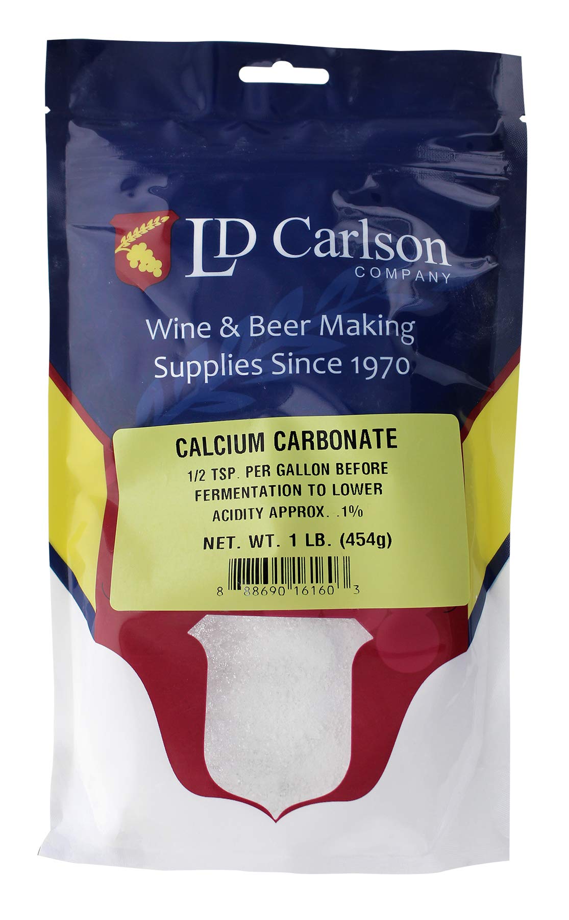 LD Carlson 6160A Food Grade Calcium Carbonate (Chalk) Powder - 1 lb Bulk for Baking, Brewing & Winemaking | Perfect for DIY Chalk Paint, Antacid & Soil Amendment