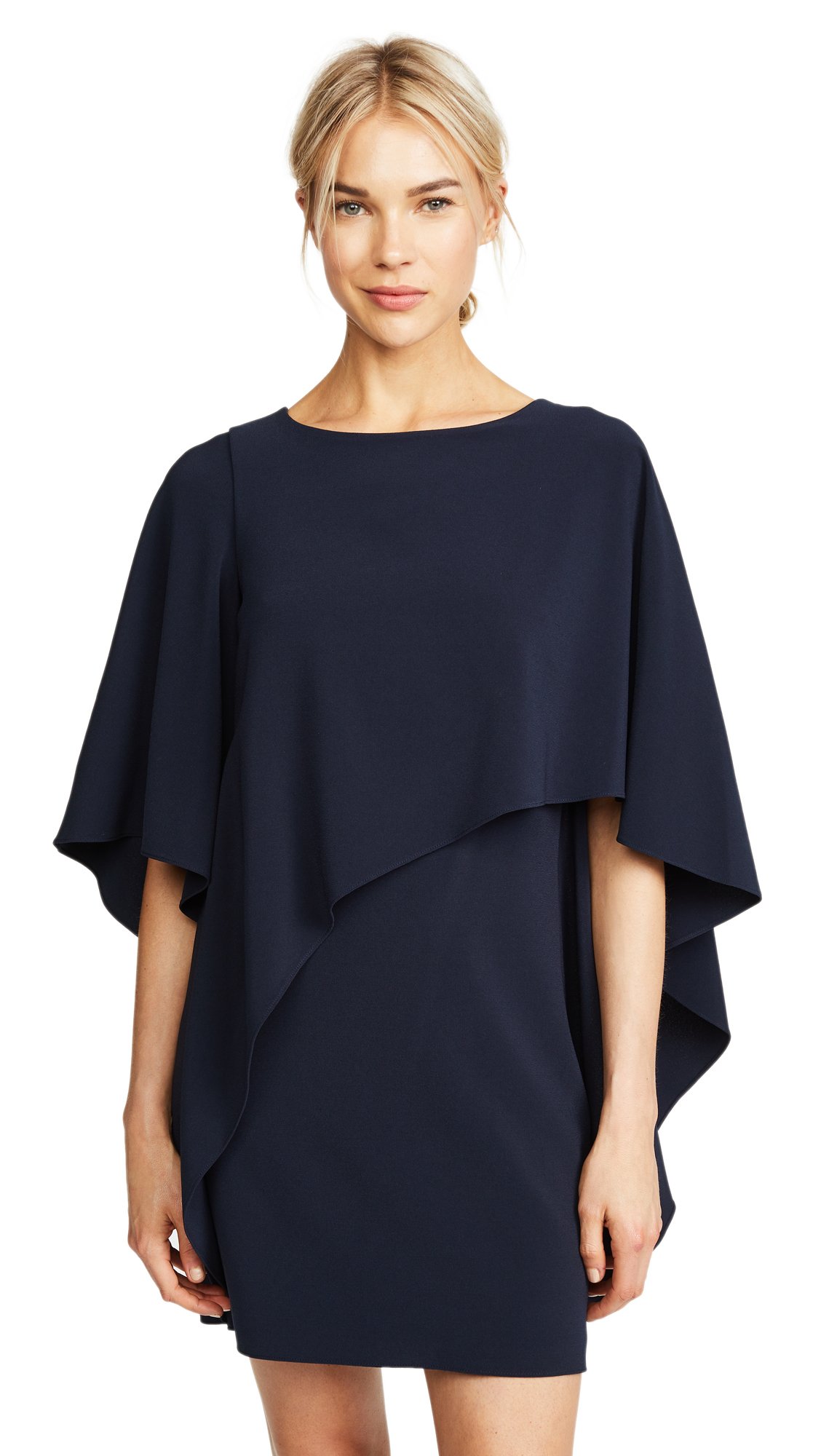 HALSTON Women's Flowy Sleeve Boat Neck Asymmetrical Drape Dress - Elegant Party & Cocktail Attire for Evening Events & Special Occasions