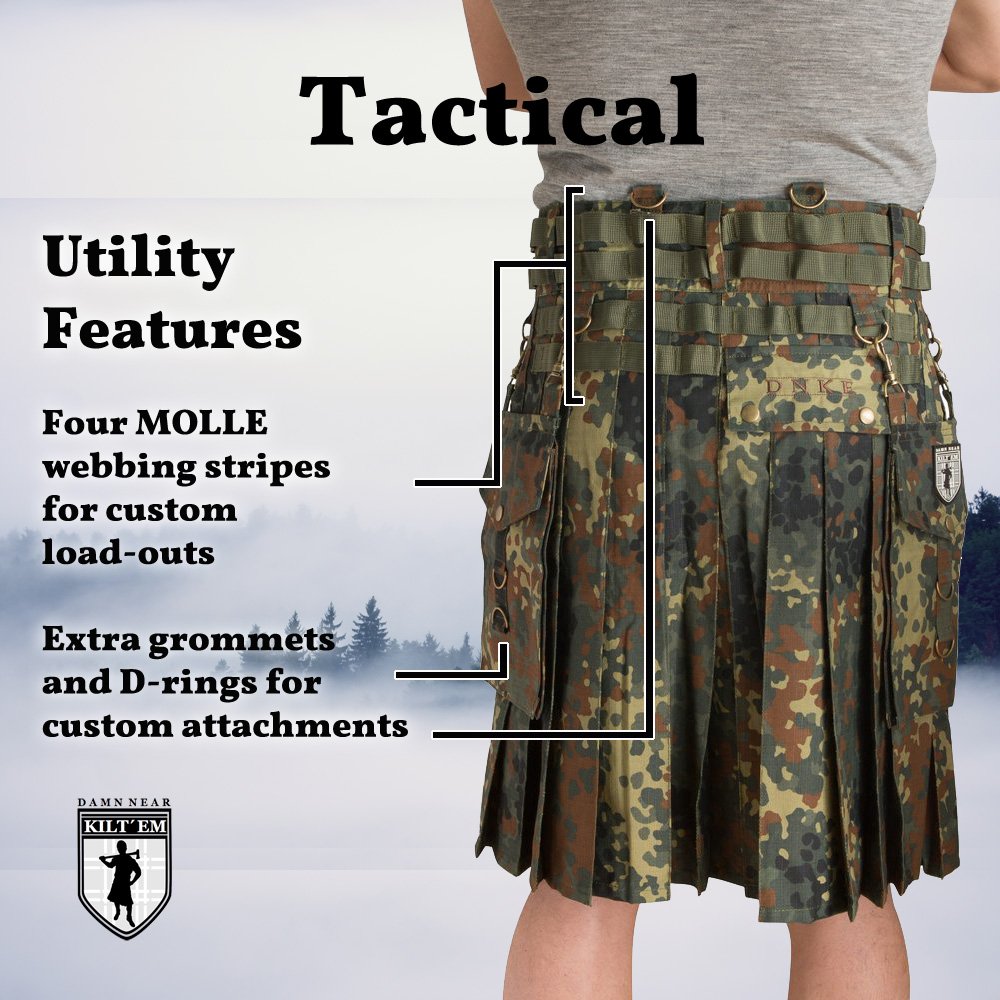Men's Tactical Utility Kilt - Durable & Versatile Outdoor Kilt for Hiking, Camping & Festivals | Adjustable Fit & Multiple Pockets