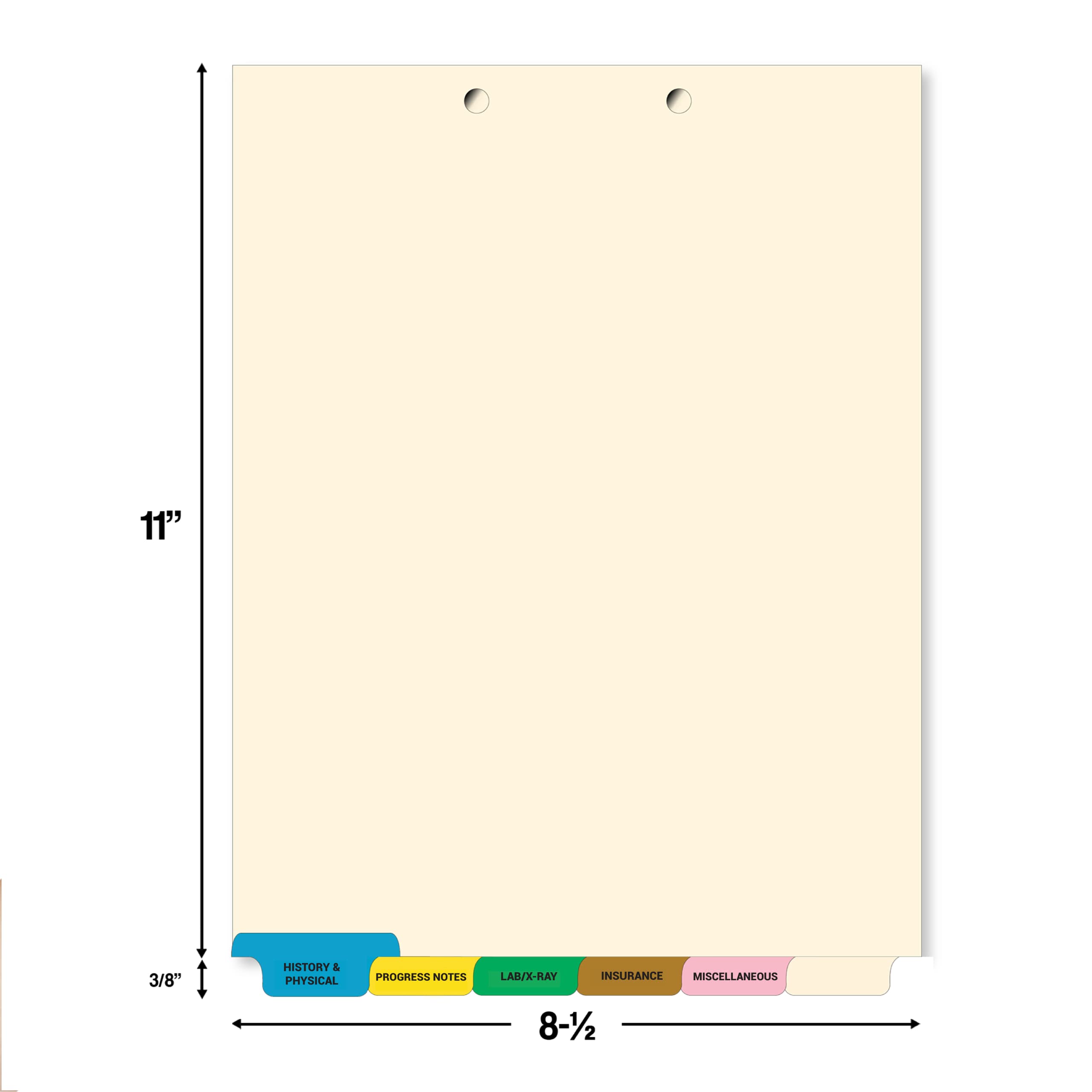 Premium Medical Chart Dividers - 260 Sets of 6 Healthcare Index Tabs, 8.5