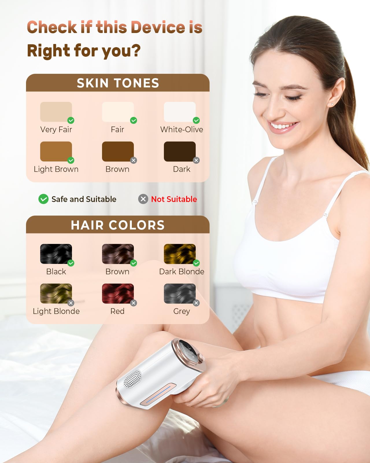 Professional IPL Laser Hair Removal Device - 9 Adjustable Energy Levels & 999,900 Flashes for Legs, Arms, Face & Whole Body | Painless At-Home Hair Removal for Women & Men | Perfect for Smooth Skin Before Beach, Wedding or Daily Use