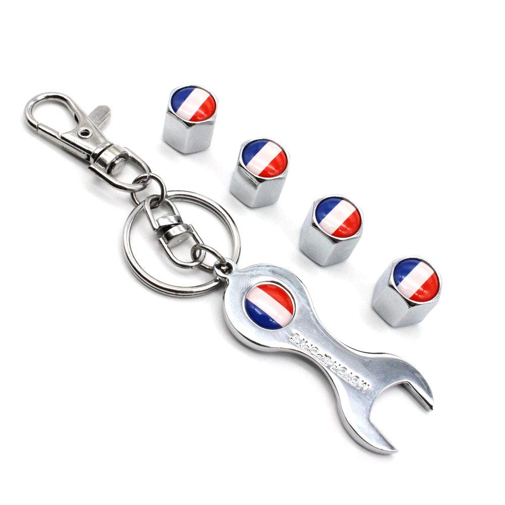 5Pcs/Set Anti-Theft Car Wheel Tire Air Valve Caps with Wrench Keychain - Zinc Alloy Stem Dust Covers for Auto Accessories & Decoration - Perfect for Car Enthusiasts, Birthday Gifts & Vehicle Protection