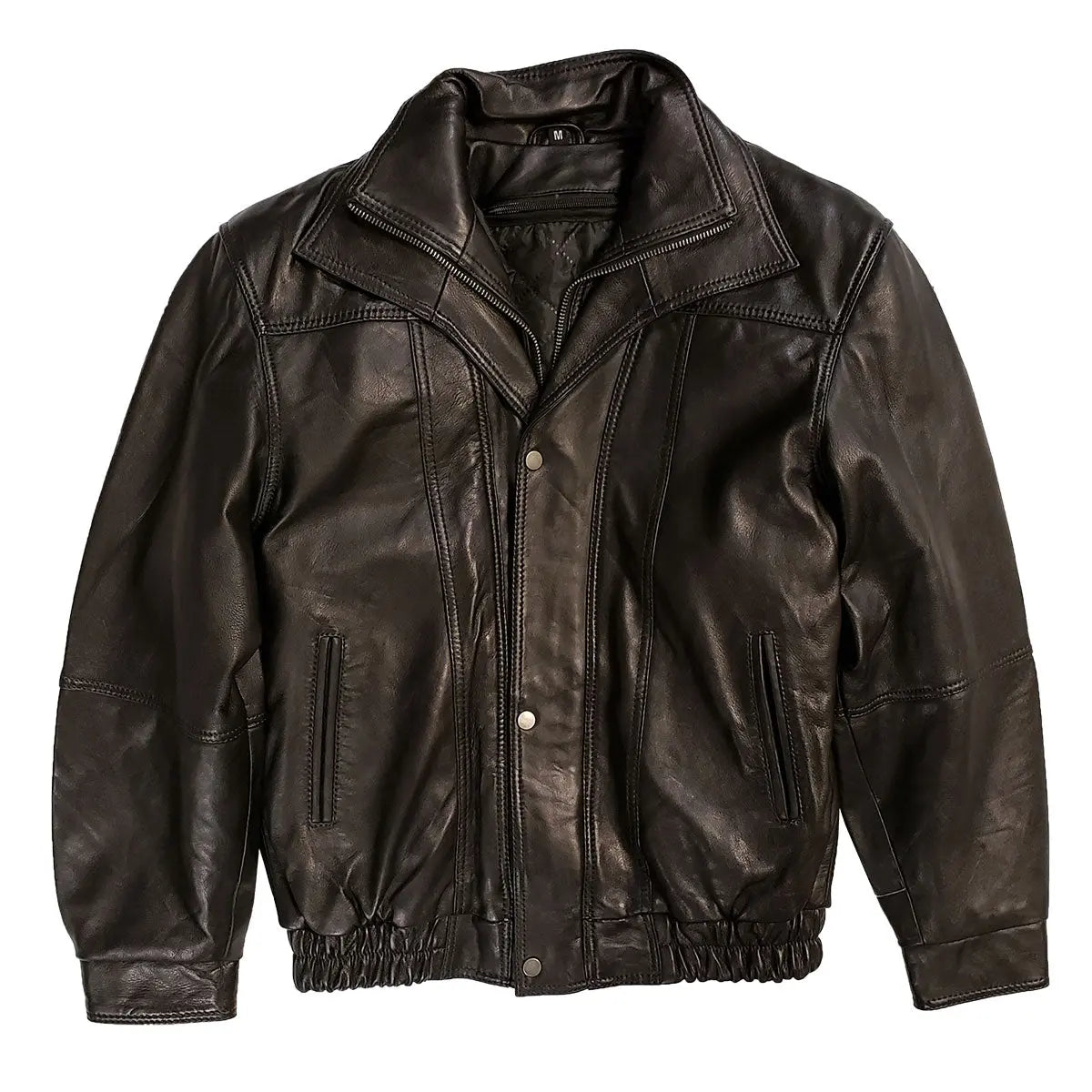 BOL Men's Double Collar Genuine Leather Bomber Jacket - Stylish Vintage Aviator Coat for Casual Wear & Night Out