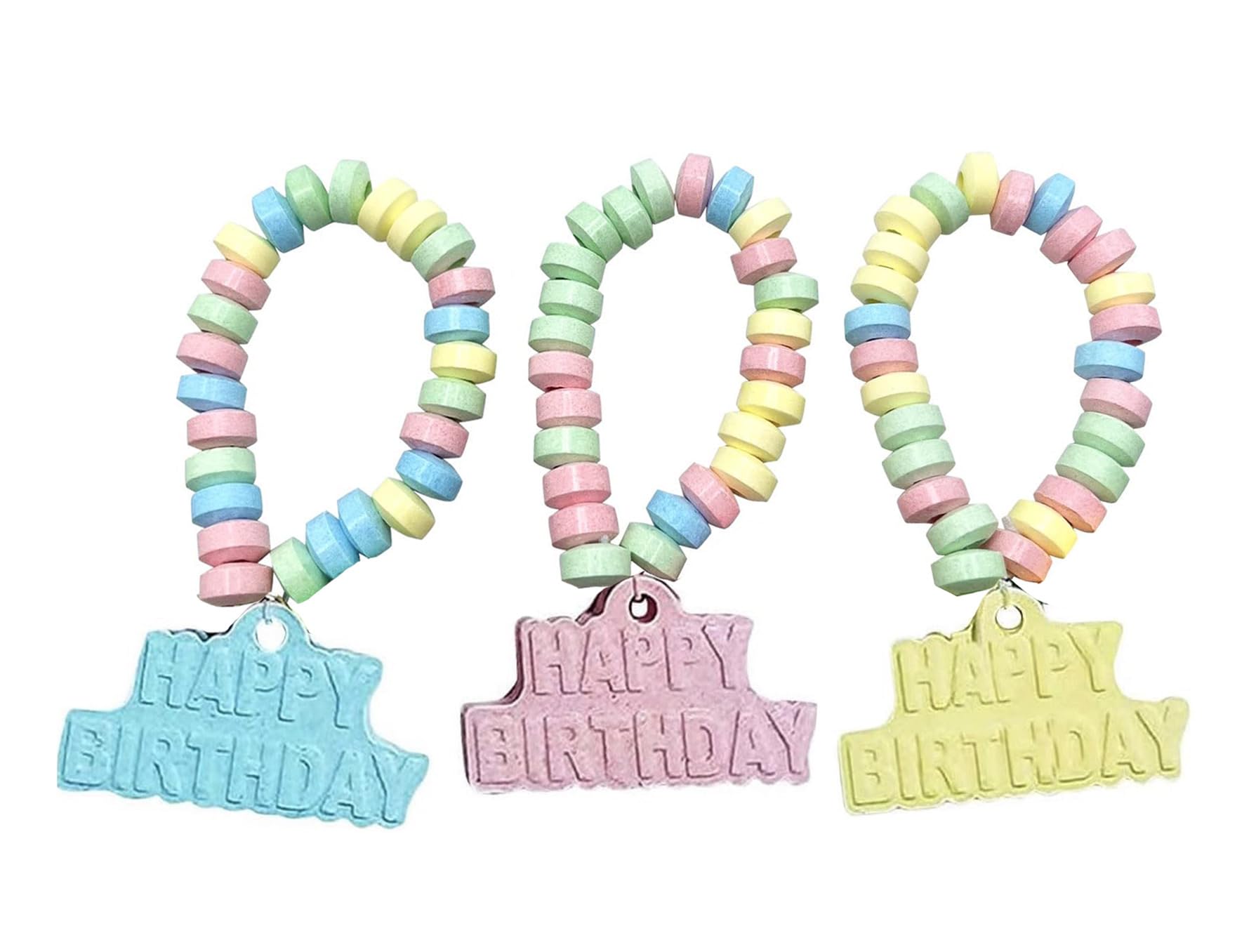 24-Pack Happy Birthday Candy Bracelets - Individually Wrapped Bulk Party Favors for Kids | Perfect for Birthday Party Goodie Bags, Piñata Fillers & Candy Buffets | Fun Birthday Celebration Treats for Boys & Girls