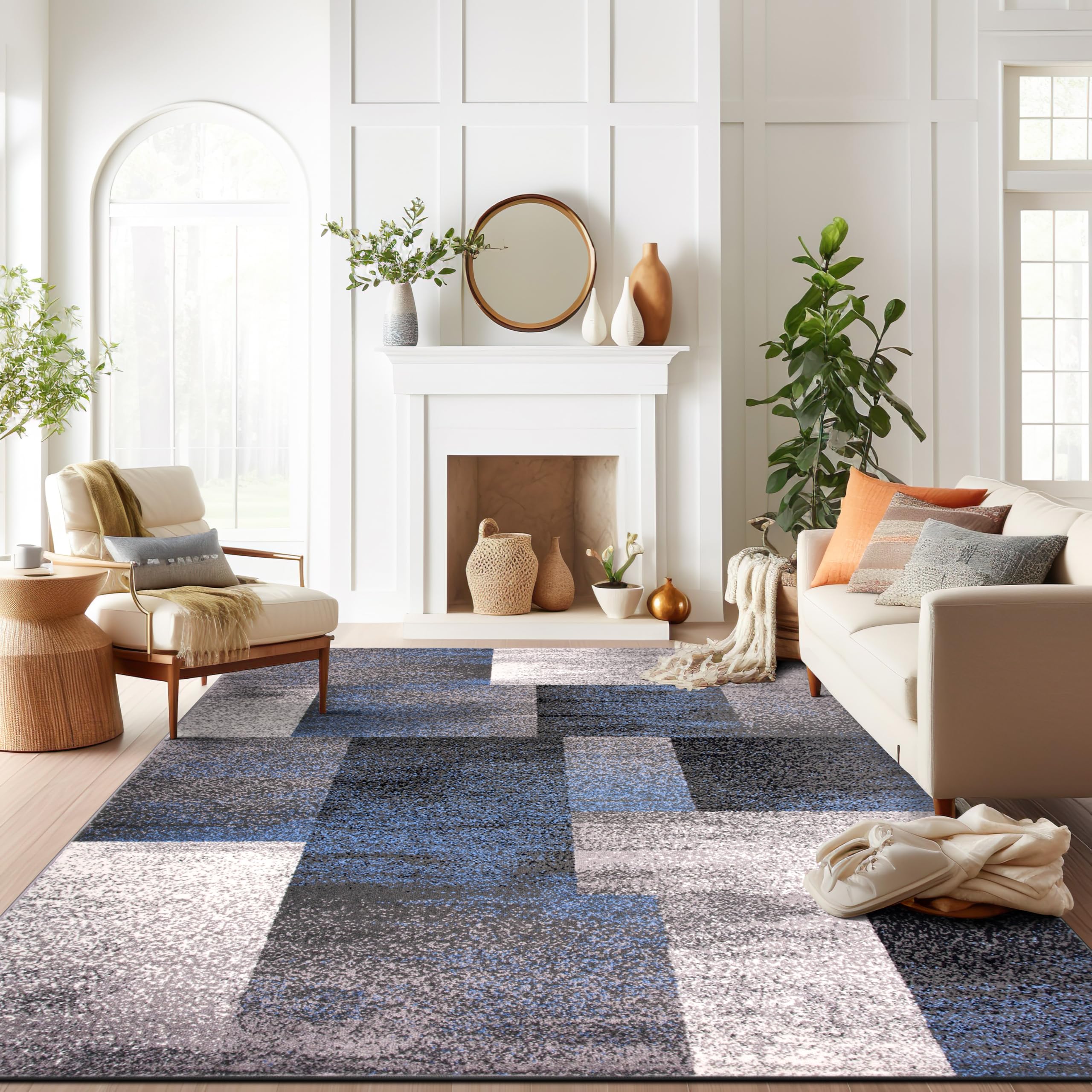 Modern Distressed Boxes Area Rug 7'10