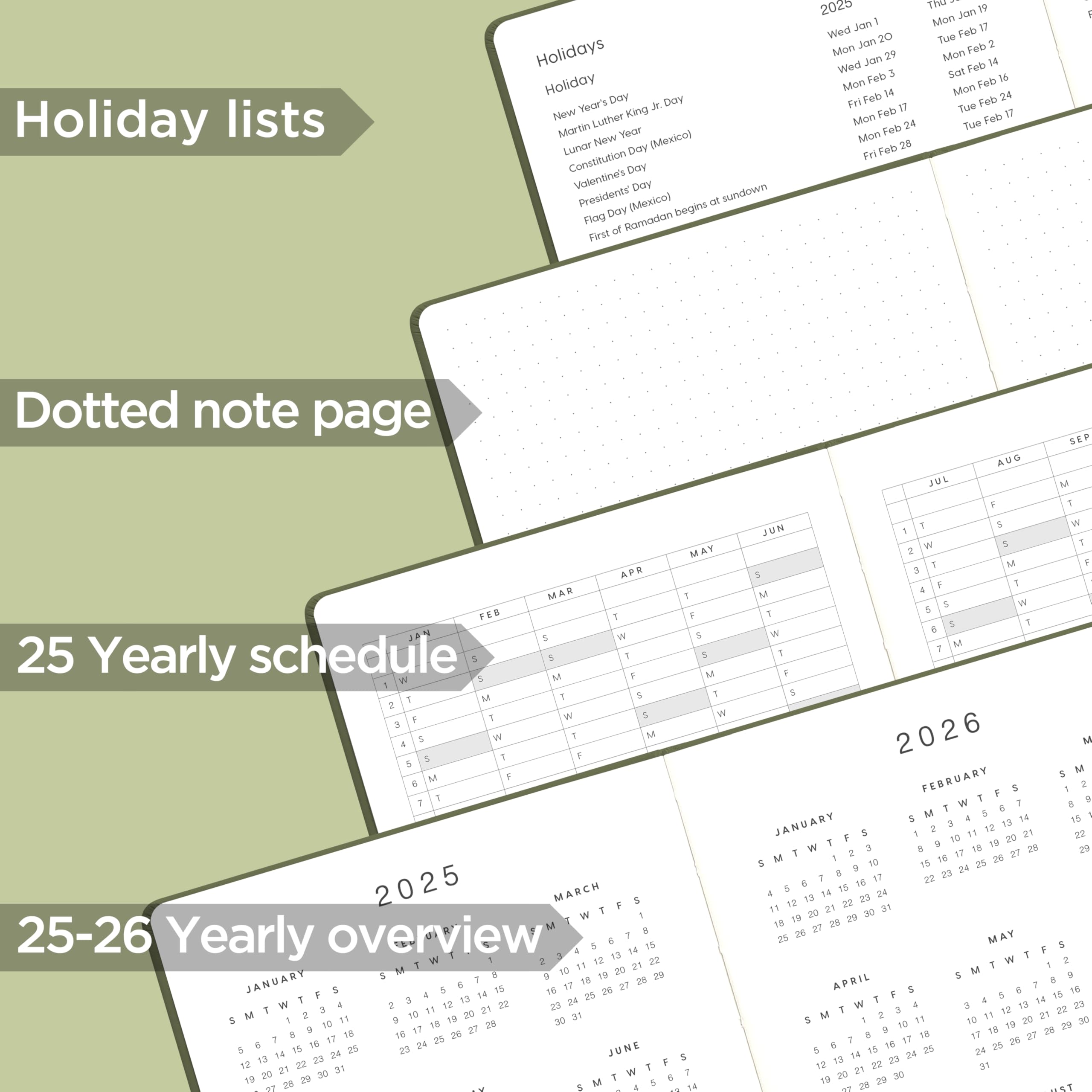 2025 Daily Weekly Monthly Planner - A5 Size 5.7