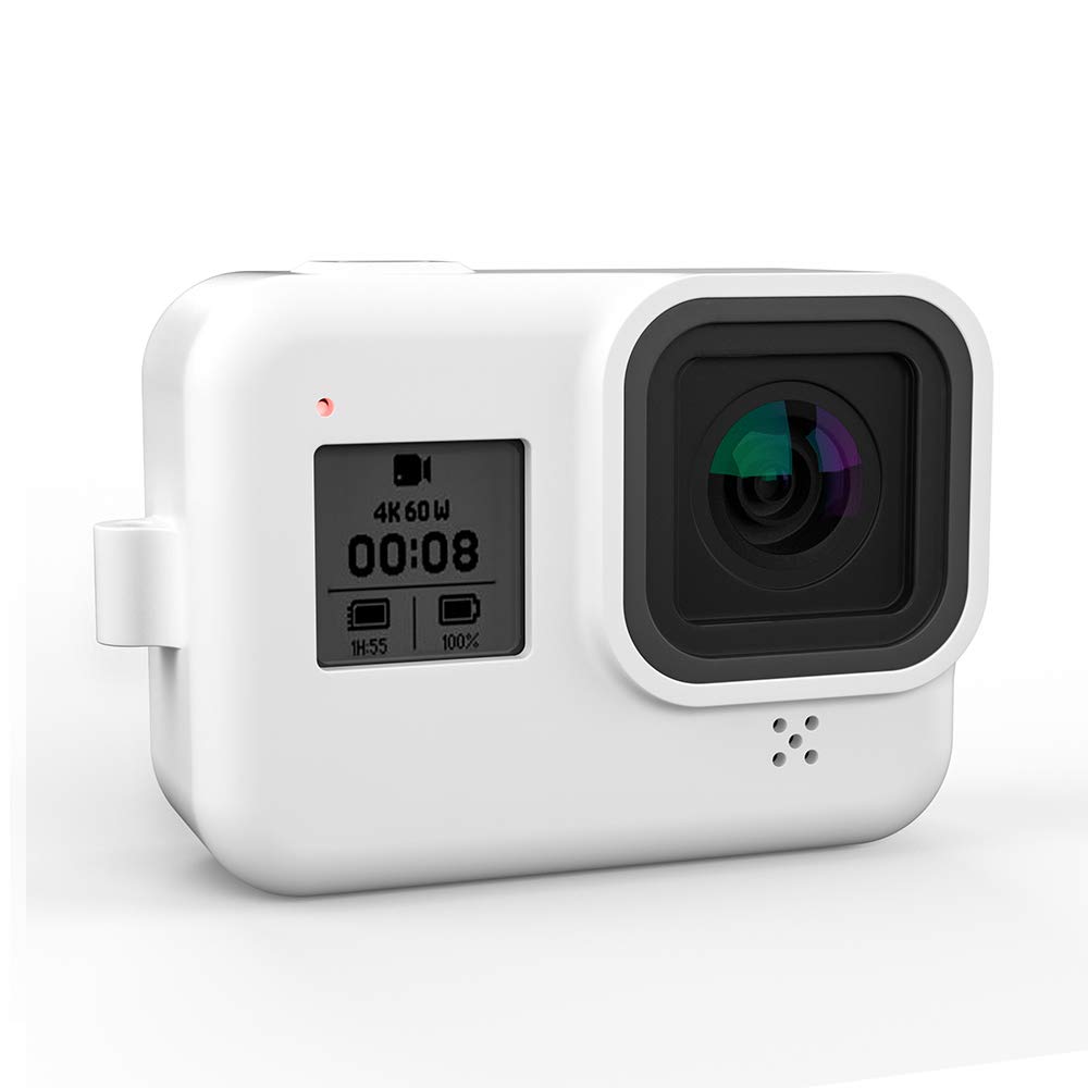 Durable Silicone Gel Camera Case for GoPro Hero 8 (HERO8 Black) - Shockproof Protective Cover, Soft Rubber Skin, White - Perfect for Outdoor Adventures, Water Sports & Action Photography