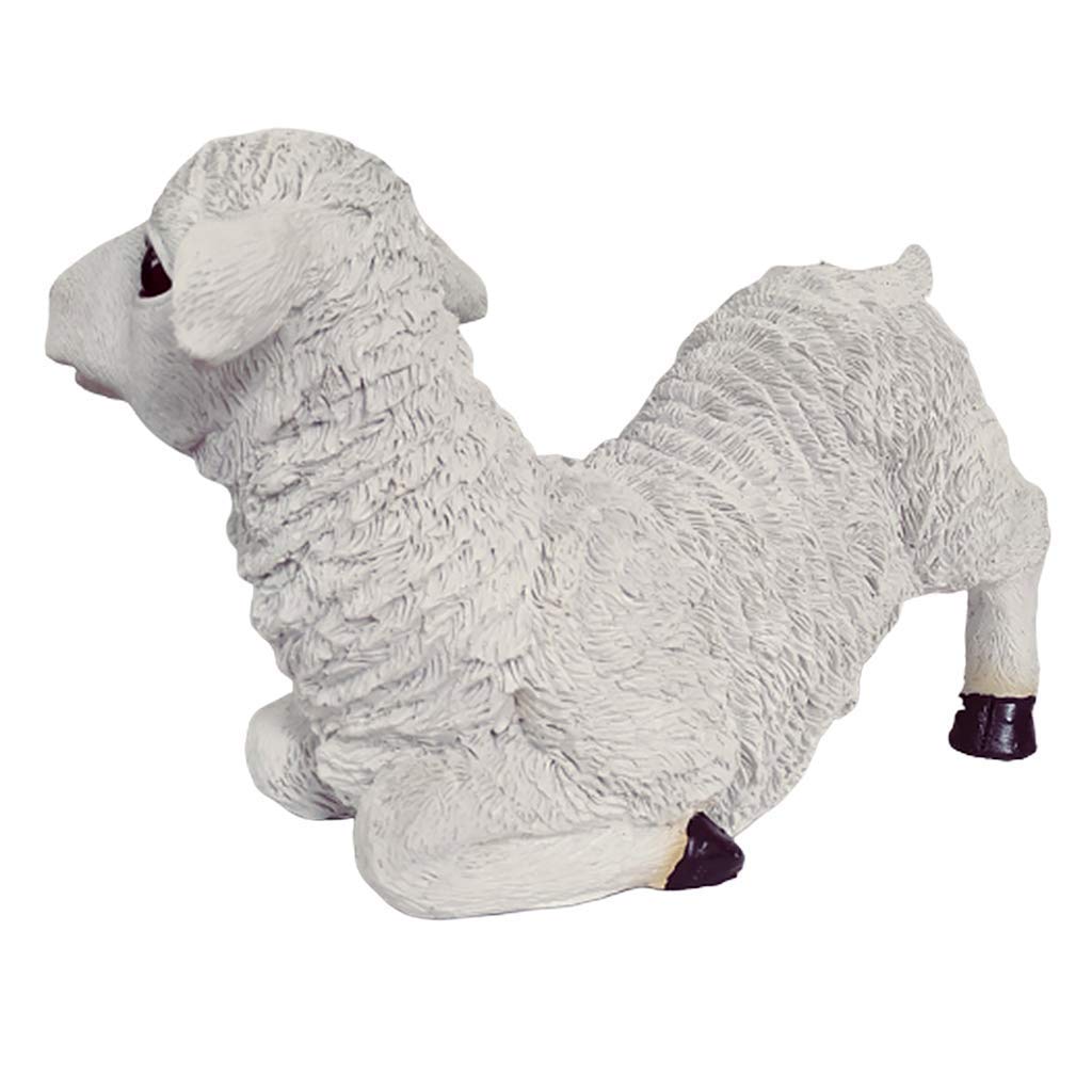 Resin Goat Statue - Handcrafted Kneeling Lamb Garden Figurine for Lawn, Patio, Yard, Walkway & Driveway Decor | Durable Outdoor Ornament for Farmhouse, Cottage & Rustic Themed Gardens