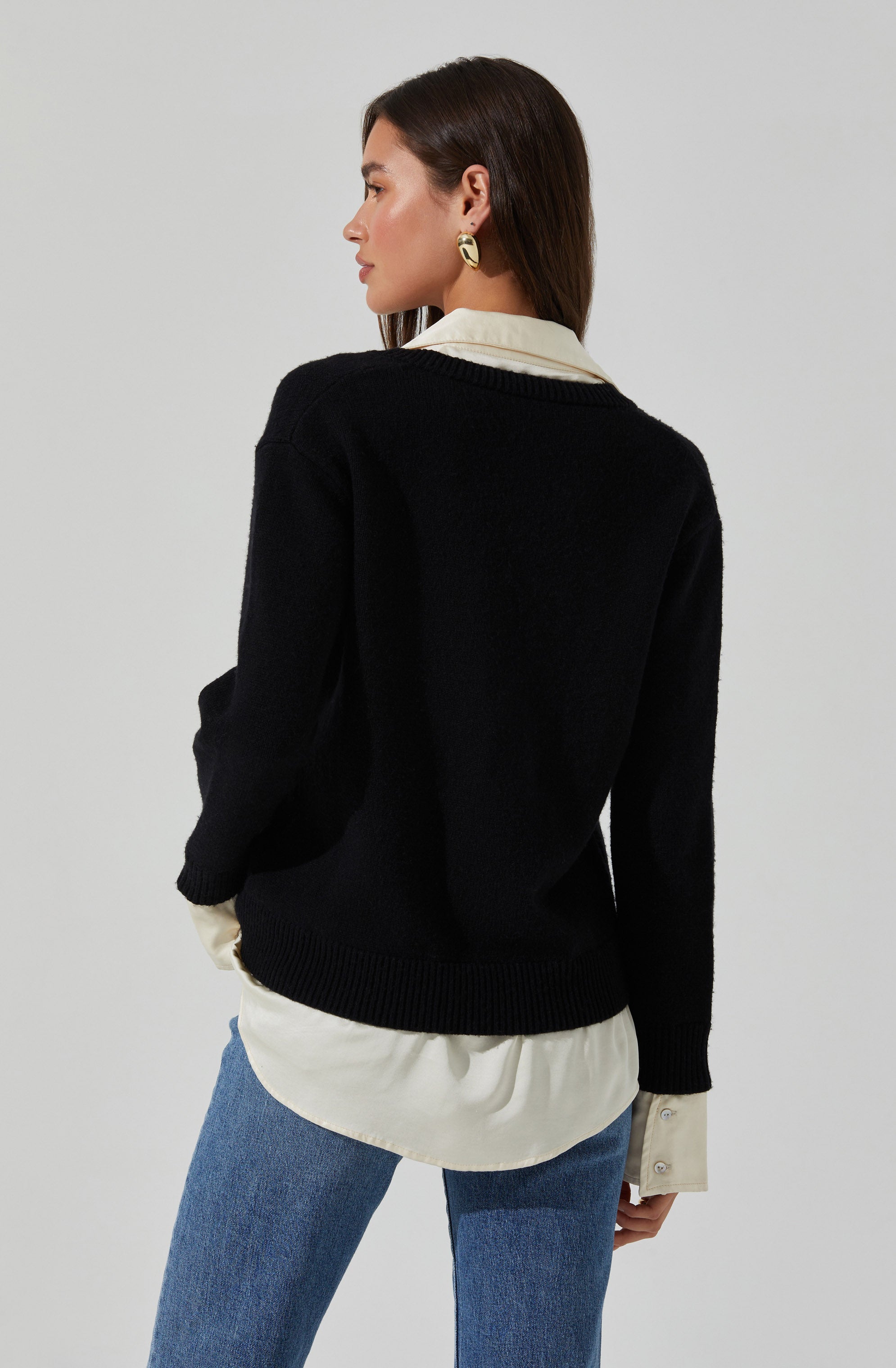 Jianna Mixed Media Layered Sweater for Women - Trendy Knit Pullover with Textured Details | Perfect for Fall Fashion, Office Wear & Casual Outfits