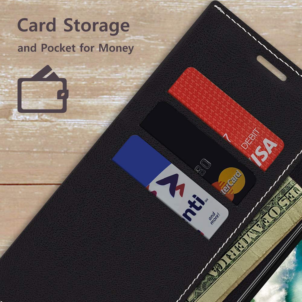 Qoosan Premium PU Leather Wallet Case for iPhone 11 Pro Max 6.5 Inch - Magnetic Flip Cover with Card Slots, Kickstand & Secure Closure | Protective Folio for Apple iPhone 11 Pro Max (Black) - Perfect for Daily Use, Travel & Hands-Free Viewing