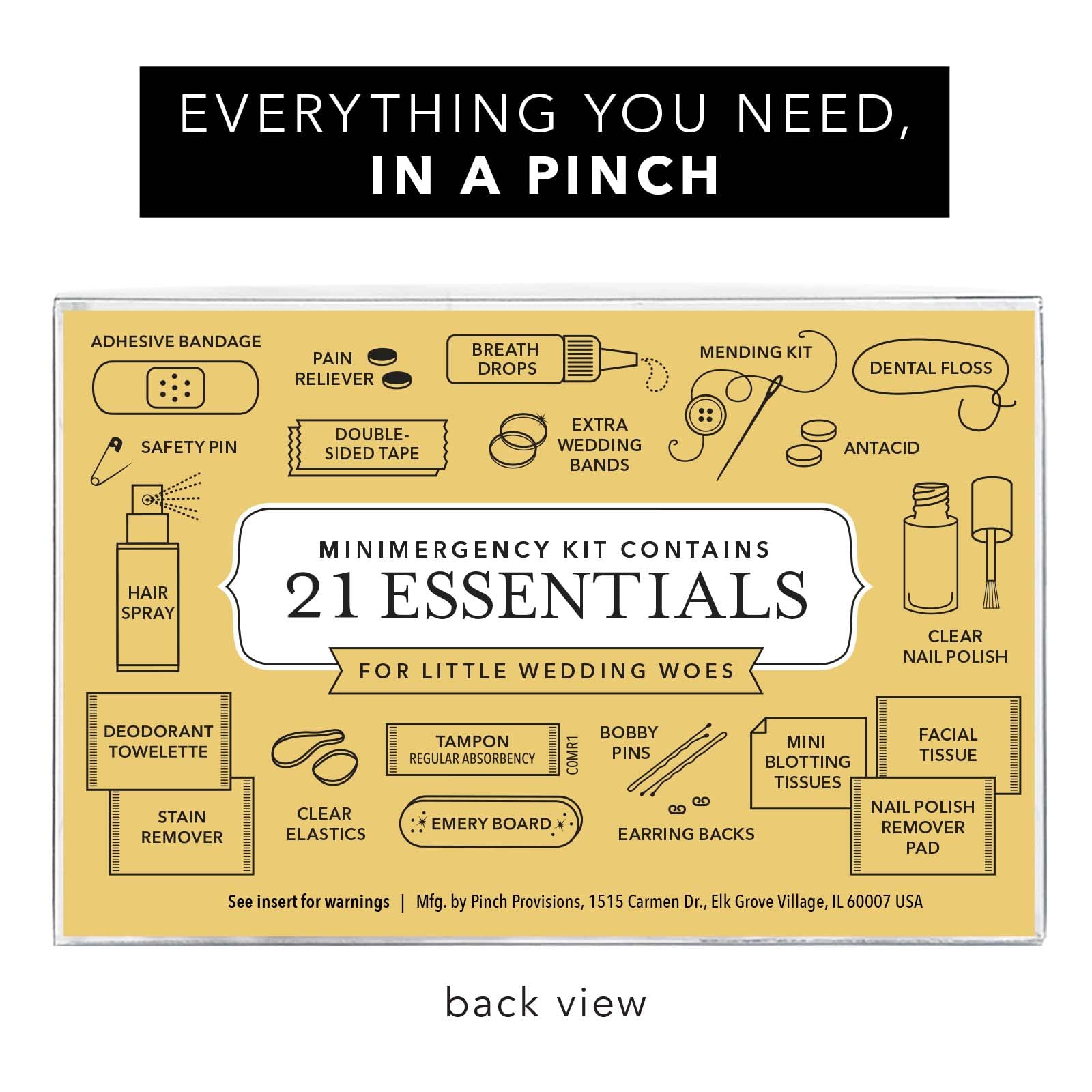 Pinch Provisions Minimergency Kit for Bridesmaids - 21 Essential Wedding Emergency Items - Perfect Bridal Shower Gift & Proposal Present for Bridesmaids - Ideal for Last-Minute Wedding Day Fixes & On-the-Go Touch Ups