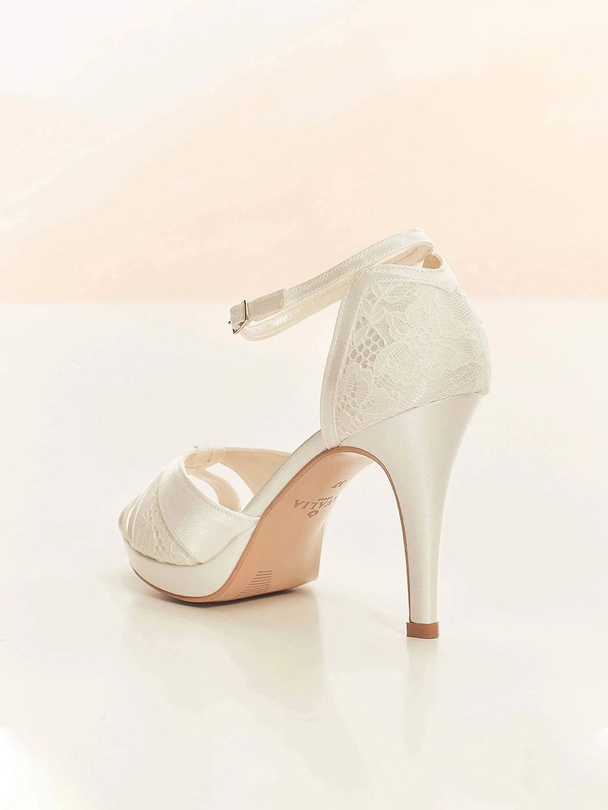 Ivory White Wedding Shoes for Bride - Elegant Satin & Lace Bridal Heels - ALBA Collection | Perfect for Church Ceremony, Reception & Photoshoots