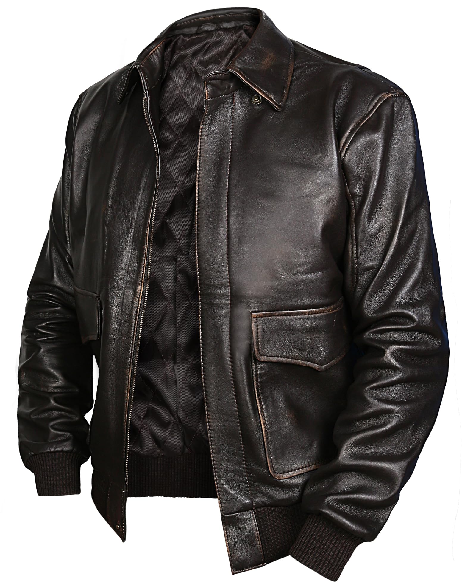 **Indiana Jones Jacket - Genuine Brown Leather A2 Bomber Jacket - WW2 Pilot Aviator Coat with Sheepskin Lining - Perfect for Cosplay, Halloween & Vintage Fashion**