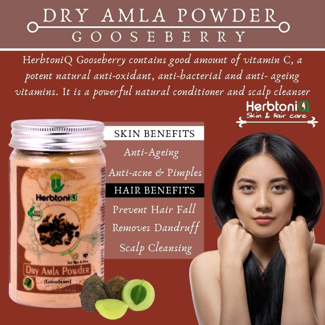 **HerbtoniQ 100% Natural Baheda & Dry Amla Powder for Dandruff Control, Frizzy Hair Repair & Damaged Hair Treatment – Intensive Hair Care Pack (275g) – Promotes Healthy Scalp & Shiny Hair for Daily Use**