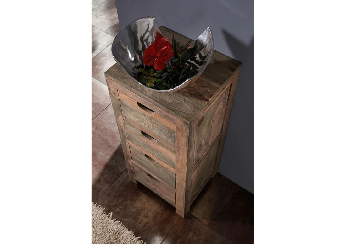 Gfine Solid Sheesham Wood 4-Drawer Chest 40x45x100cm - Perfect for Bedroom Storage, Living Room Organization & Home Office Furniture