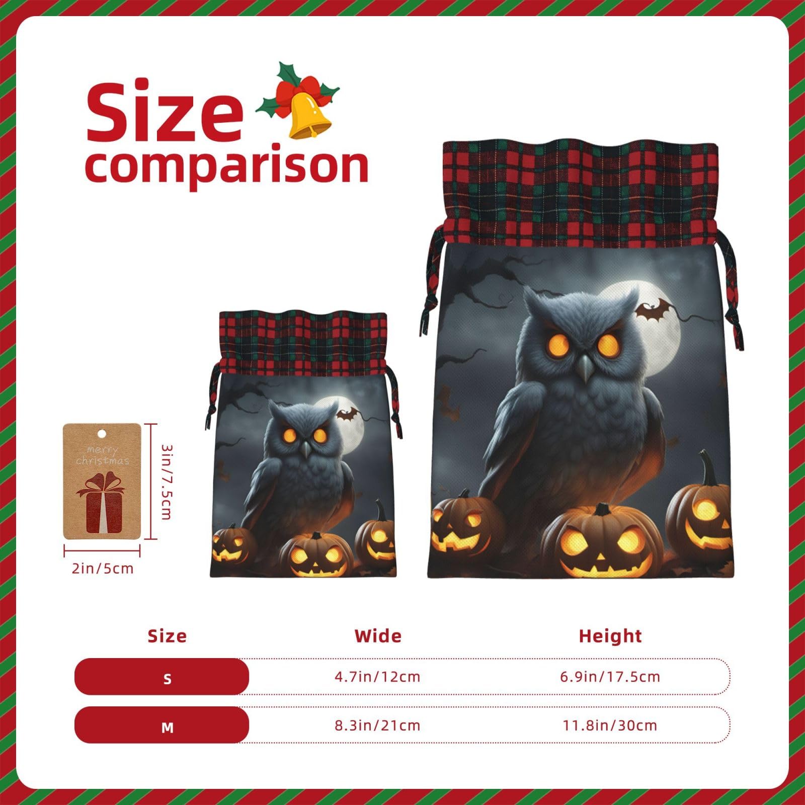 Halloween Owl Ghost Pumpkin Themed Reusable Drawstring Gift Bags - Unique Personalized Party Favors for Trick or Treat, Holiday Decorations & Spooky Celebrations