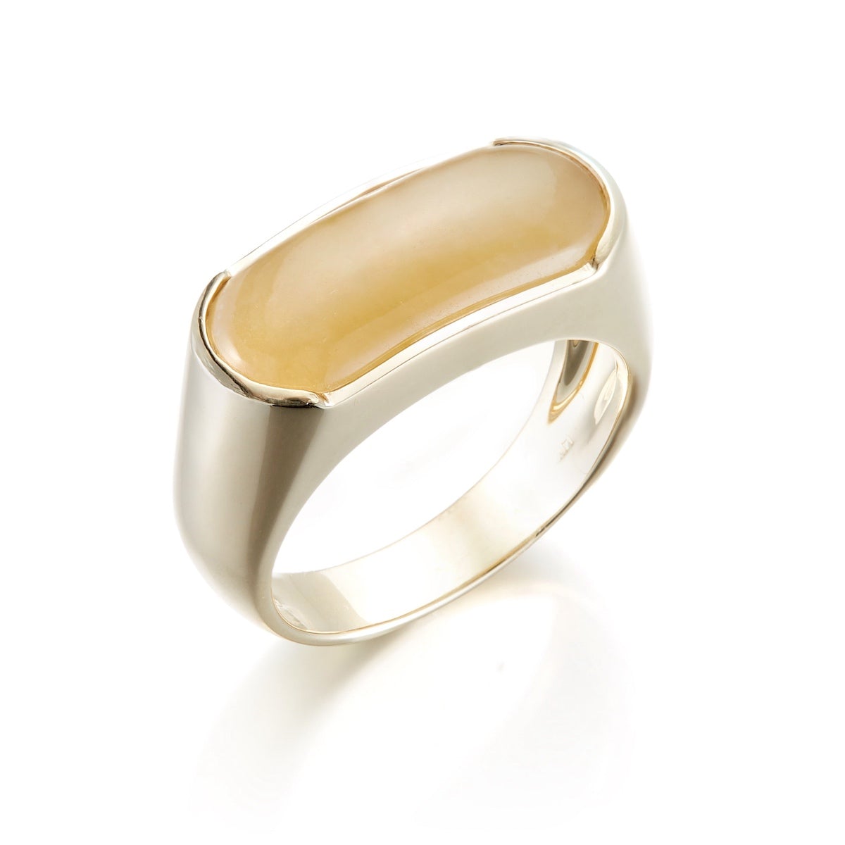 Men's Yellow Jade Saddle Ring - Handcrafted Sterling Silver Adjustable Band for Men, Unique Gemstone Jewelry Gift for Boyfriend, Husband - Perfect for Weddings, Anniversaries & Special Occasions