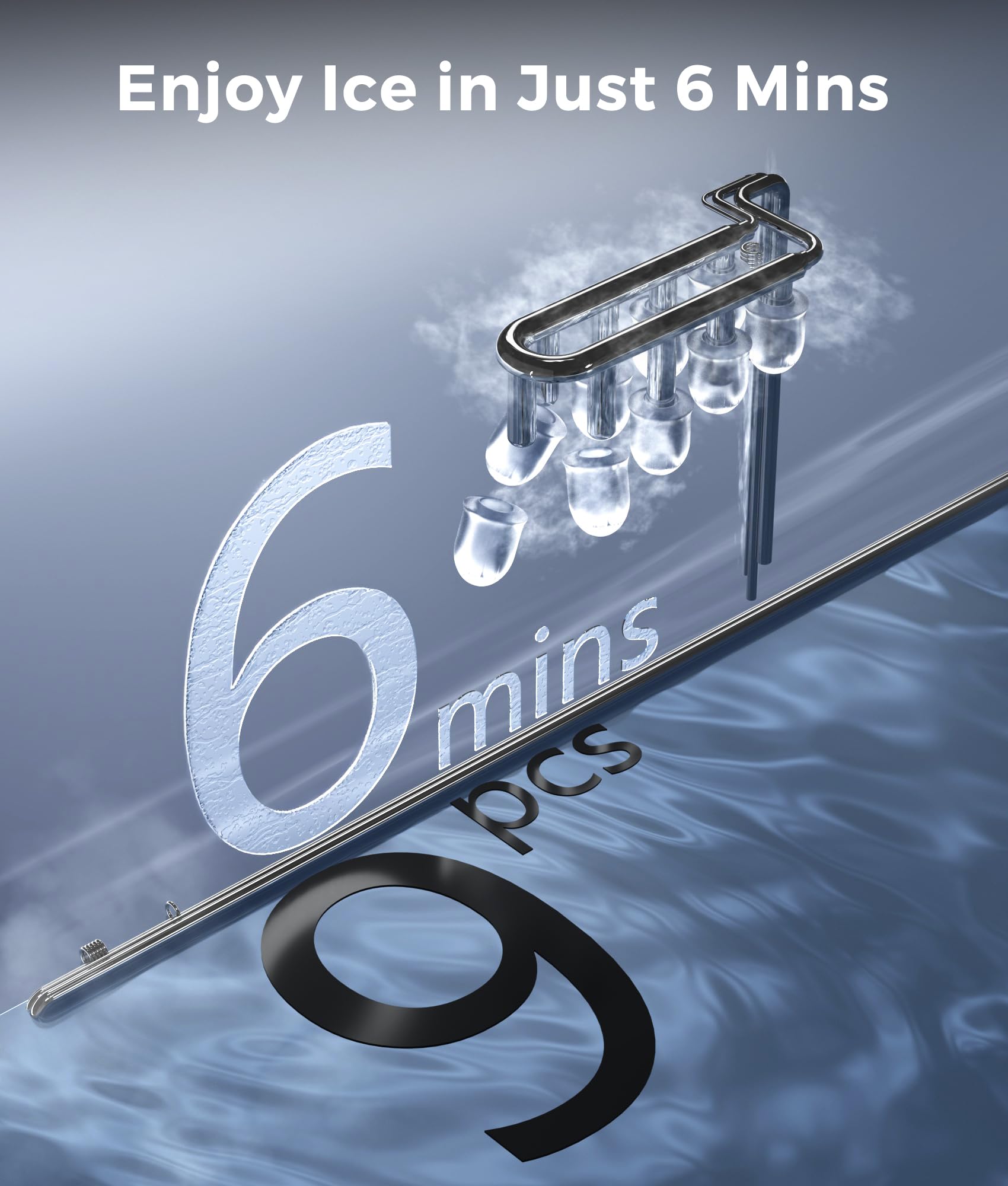 Ecozy Portable Ice Maker Machine for Countertop - 9 Cubes in 6 Minutes, 26 lbs Daily Output, Self-Cleaning with 2 Ice Sizes - Perfect for Home Kitchen, Office, RV, Camping & Parties (Includes Cup, Black)