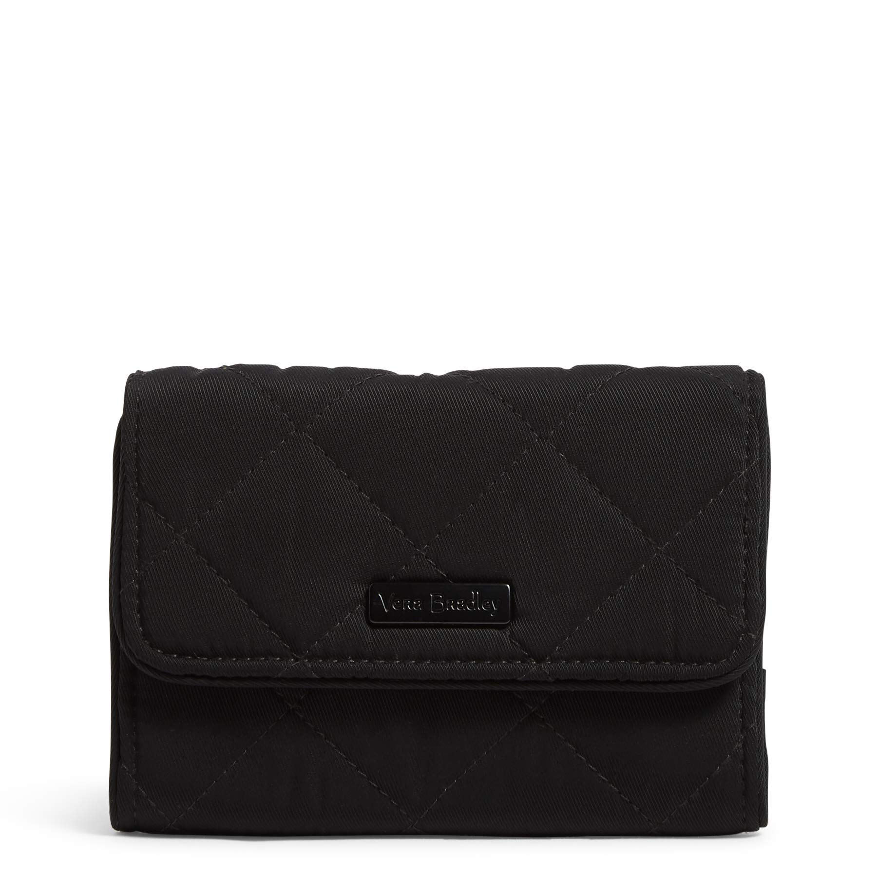 Vera Bradley Women's RFID Blocking Compact Wallet - Slim Performance Twill Riley Wallet for Credit Cards & Cash - Perfect for Travel, Shopping & Everyday Use