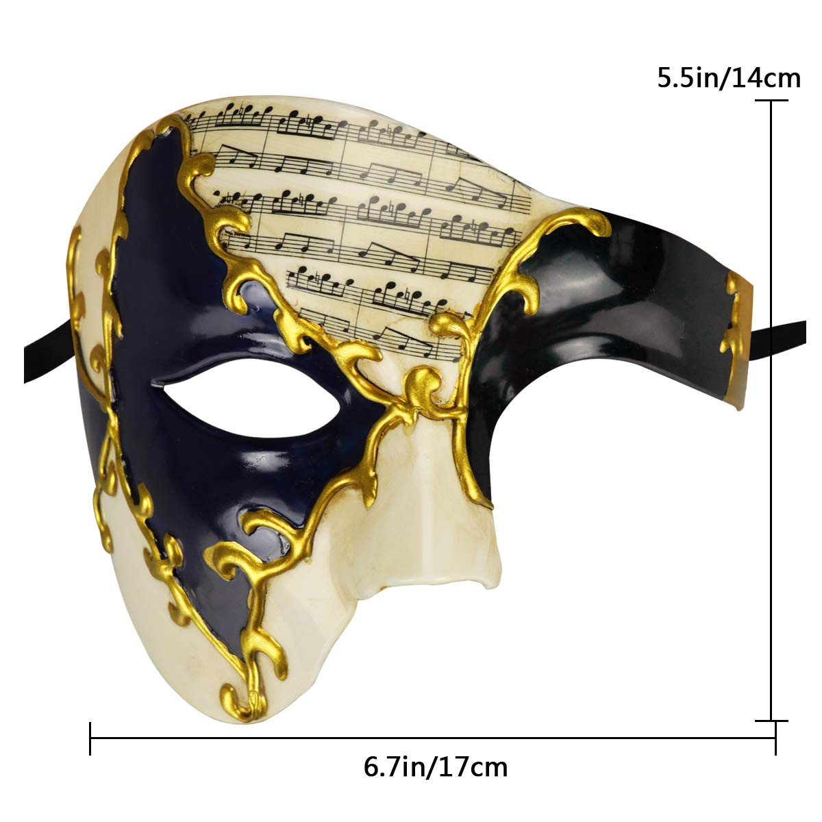 Vintage Venetian Carnival Masquerade Mask - Phantom of the Opera Inspired Half Face Mask for Men, Gothic Halloween Costume Accessory, Cosplay & Mardi Gras Party