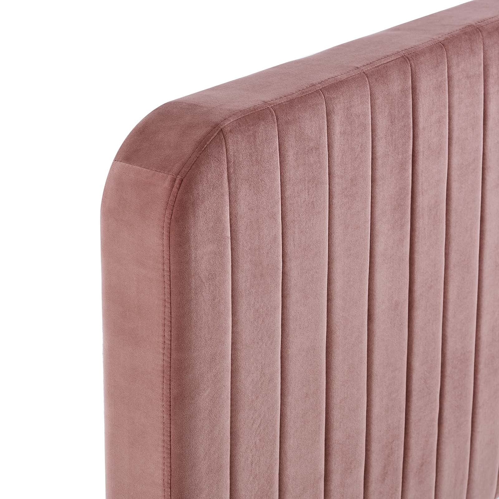 Modway Celine Channel Tufted Performance Velvet King Size Bed in Dusty Rose - Luxurious Upholstered Bed Frame for Master Bedroom & Guest Room Decor