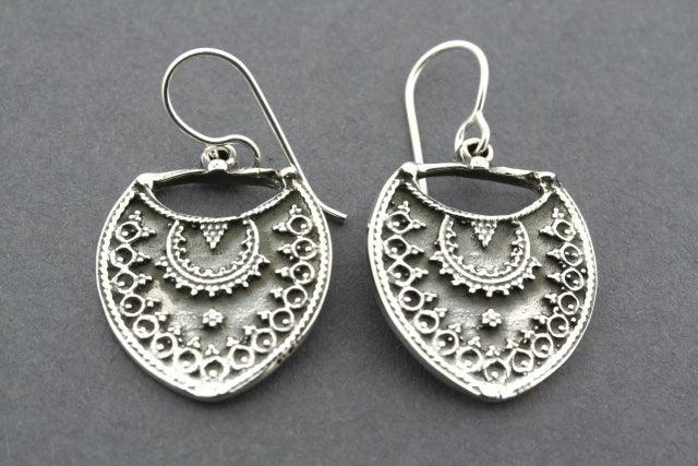Detailed Shield Earrings - Sterling Silver Jewelry for Women | Elegant & Durable for Everyday Wear & Special Occasions
