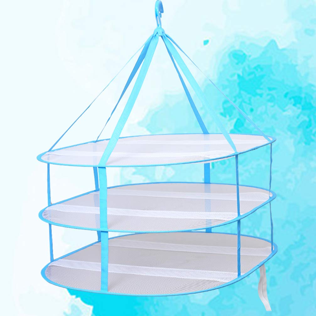 Collapsible Drying Rack for Clothes - 3-Tier Mesh Laundry Basket for Socks, Sweaters & Towels | Foldable Space-Saving Clothes Dryer | Perfect for Apartments, Camping & Solar Dehydrating