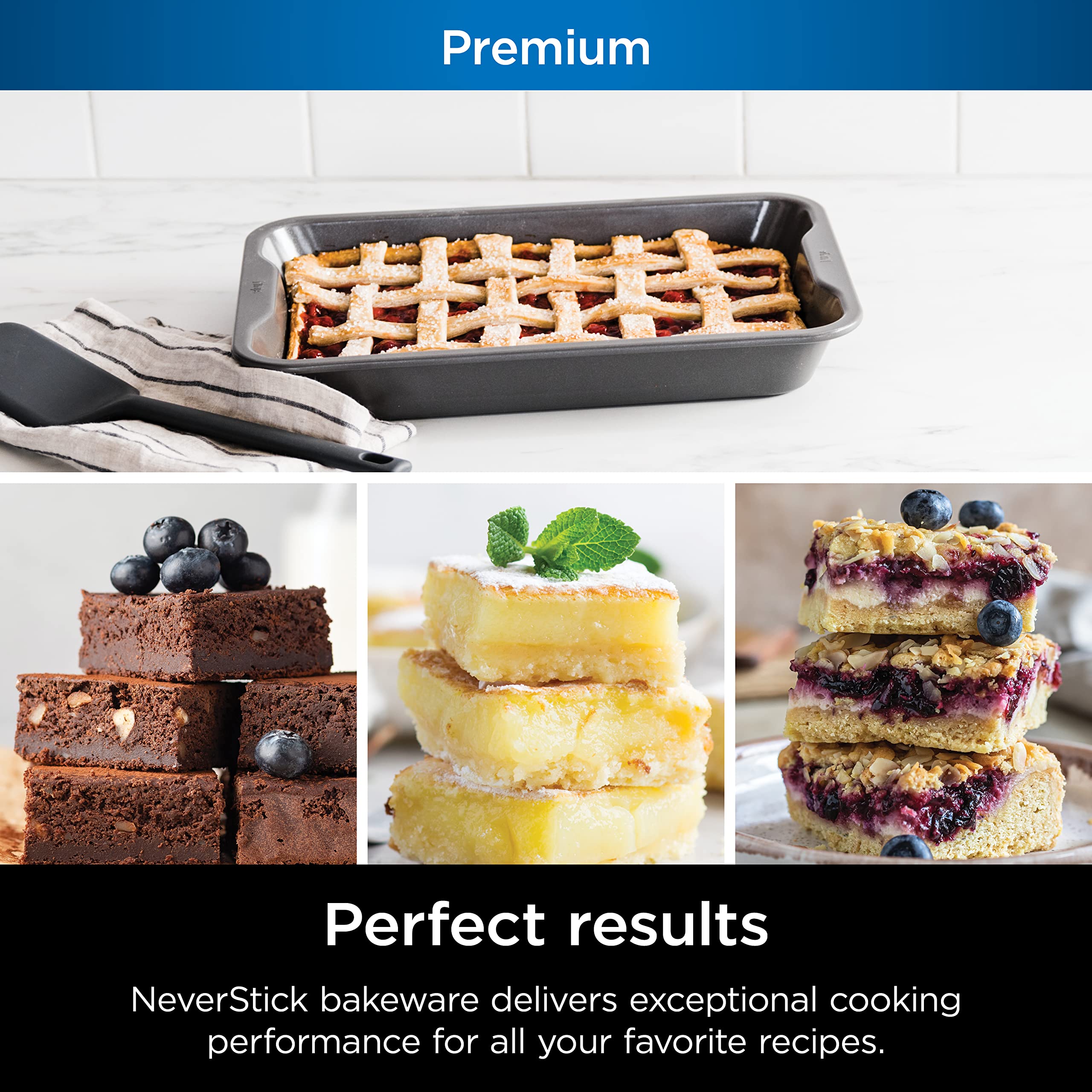 Ninja B30613 Foodi NeverStick Premium 9x13 Inch Nonstick Cake Pan - Oven & Dishwasher Safe Up to 500°F, Grey - Perfect for Baking Cakes, Brownies, and Sheet Pan Meals