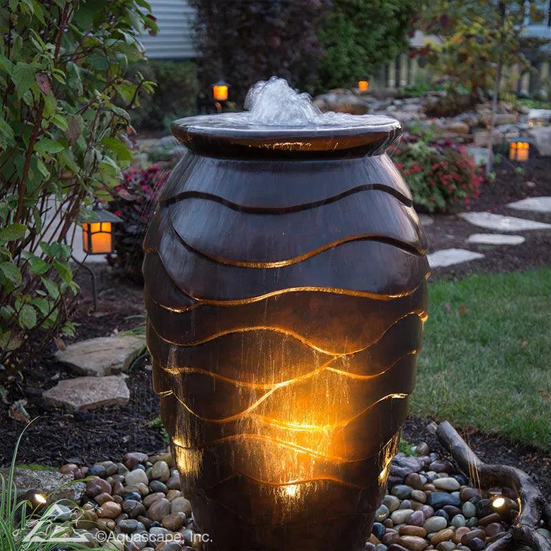 Medium Scalloped Urn Landscape Fountain Kit - Outdoor Garden Water Feature for Patio, Yard Decor - Perfect for Backyard, Poolside & Garden Decorations