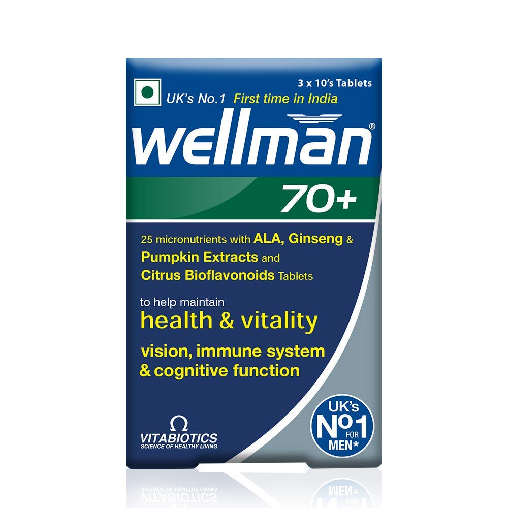 Dharma Wellman 70+ Multivitamin for Men - 30 Tablets with 30 Essential Nutrients - Supports Immune Health, Energy & Vitality - Perfect for Senior Men's Daily Wellness Routine