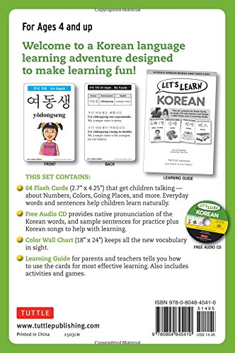 Learn Korean Fast with 64 Essential Words Kit - Includes Flashcards, Online Audio, Games, Songs & Wall Chart | Perfect for Beginners, Travel & Language Learning