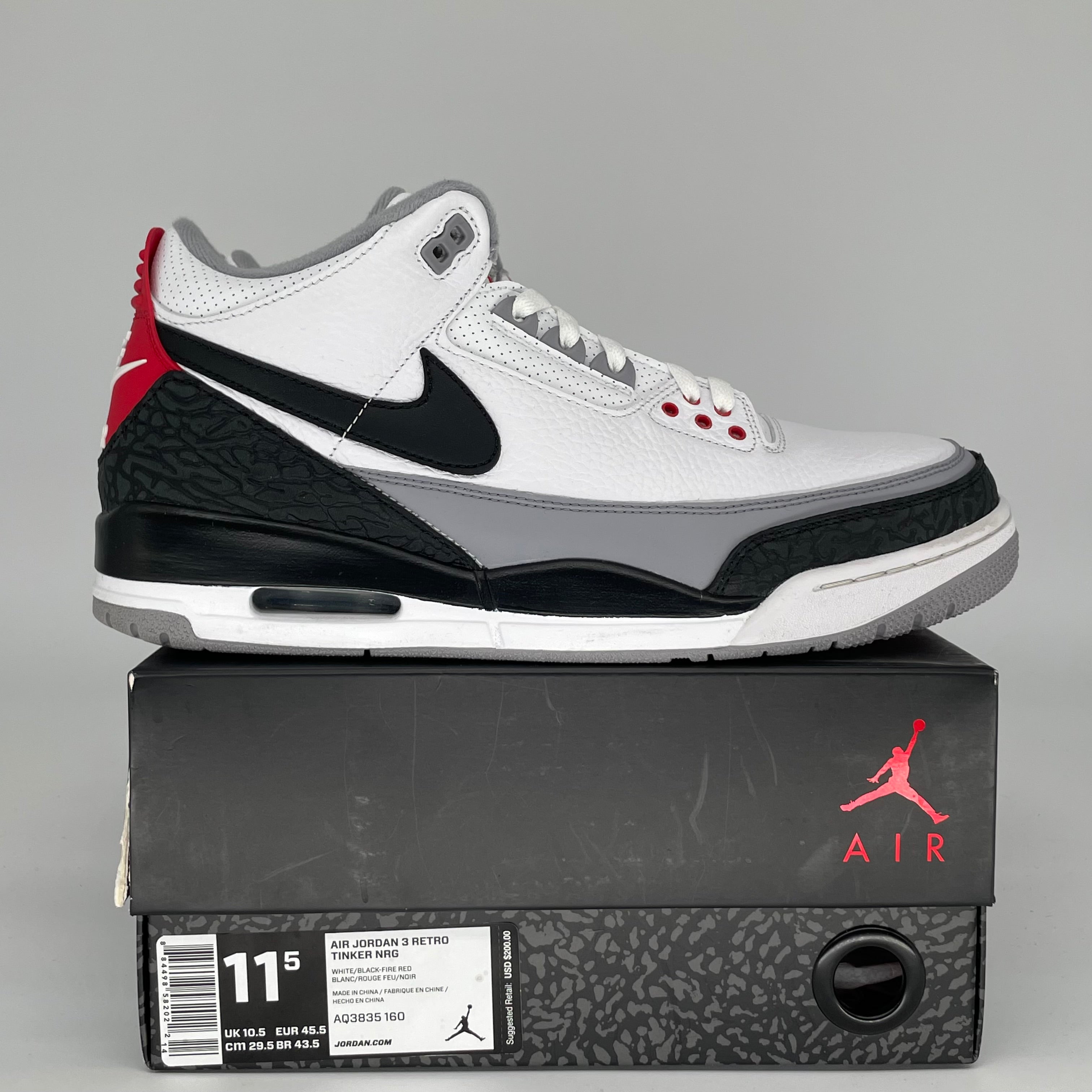 AIR JORDAN 3 Tinker Hatfield Sneakers Men's Size 11.5 - AQ3835-160 | Retro Basketball Shoes for Running, Gym & Streetwear Fashion