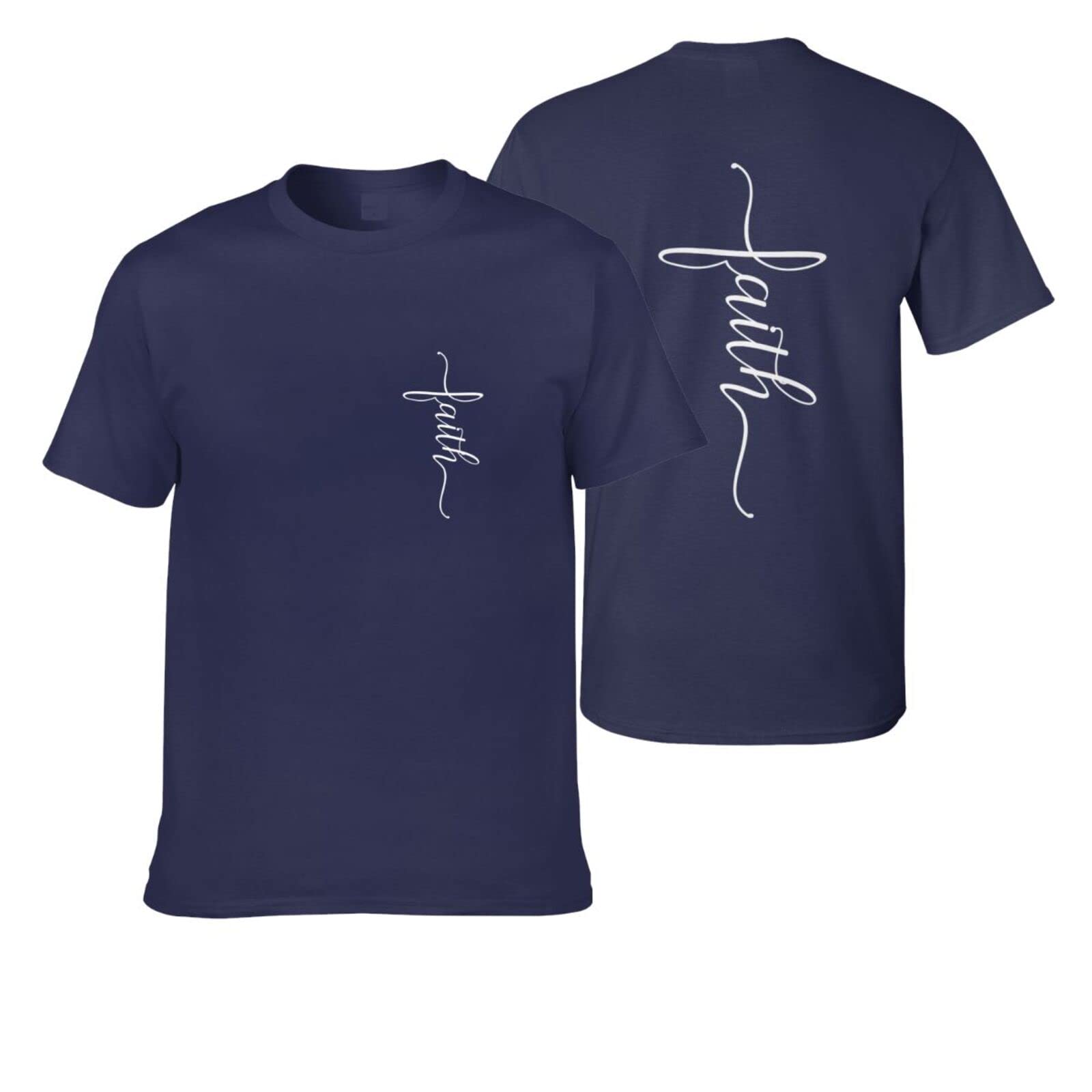 Cross Faith Logo Jesus T-Shirts for Men - 100% Cotton Christian Religious T-Shirts - Short Sleeve Comfortable Tees - Perfect for Church, Bible Study & Daily Wear