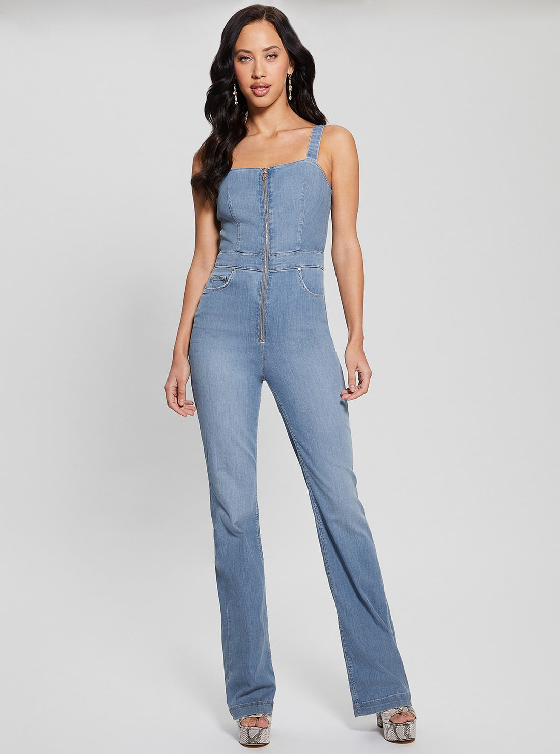 Blue Denim Mariposa Jumpsuit for Women - Stylish One-Piece Romper with Pockets | Perfect for Casual Outings, Summer Vacations & Music Festivals
