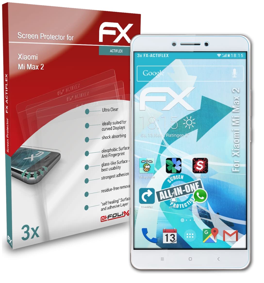 Xiaomi Mi Max 2 Screen Protector - 3 Pack Ultra Clear Flexible HD Film | Anti-Scratch & Bubble-Free | Perfect for Daily Use, Travel & Work Protection