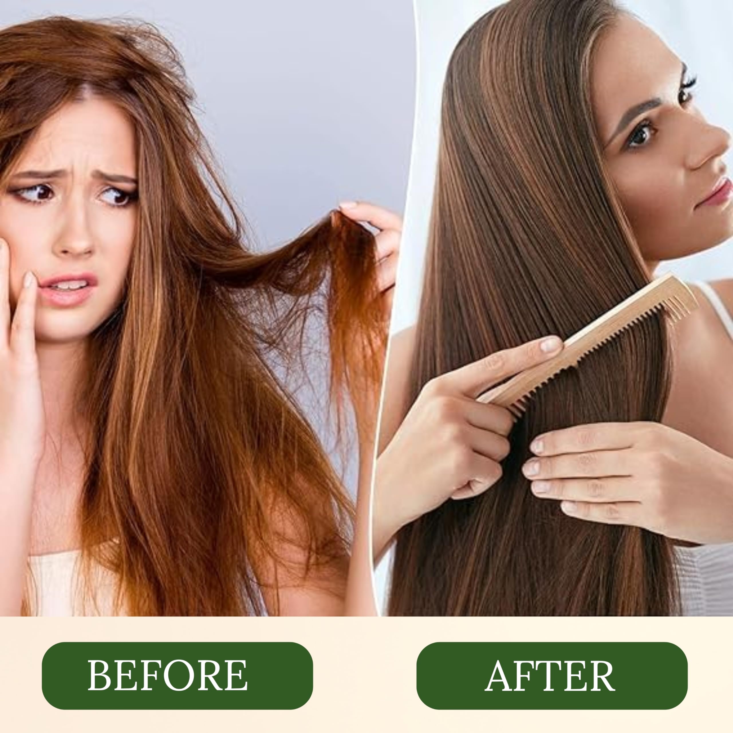 Organic Neem Wood Wide Tooth Comb for Hair Growth & Frizz Control - Detangling Comb for Long Hair - Natural Ayurvedic Hair Care for Women & Men - Perfect for Daily Use, Travel & Salon Styling