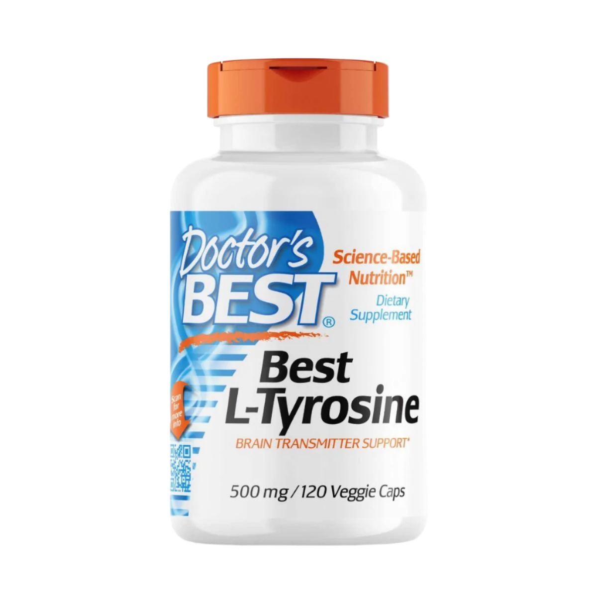 Doctor's Best L-Tyrosine 500mg Supplement - 120 Vegetarian Capsules for Focus, Energy & Stress Relief - Supports Cognitive Function & Mood Balance - Ideal for Students, Professionals & Athletes