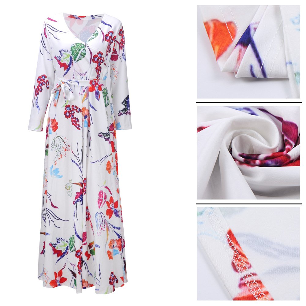 JTNFairy Women's Casual Floral Print Long Maxi Dress Plus Size - Elegant Summer Party Outfit for Beach, Wedding & Vacation