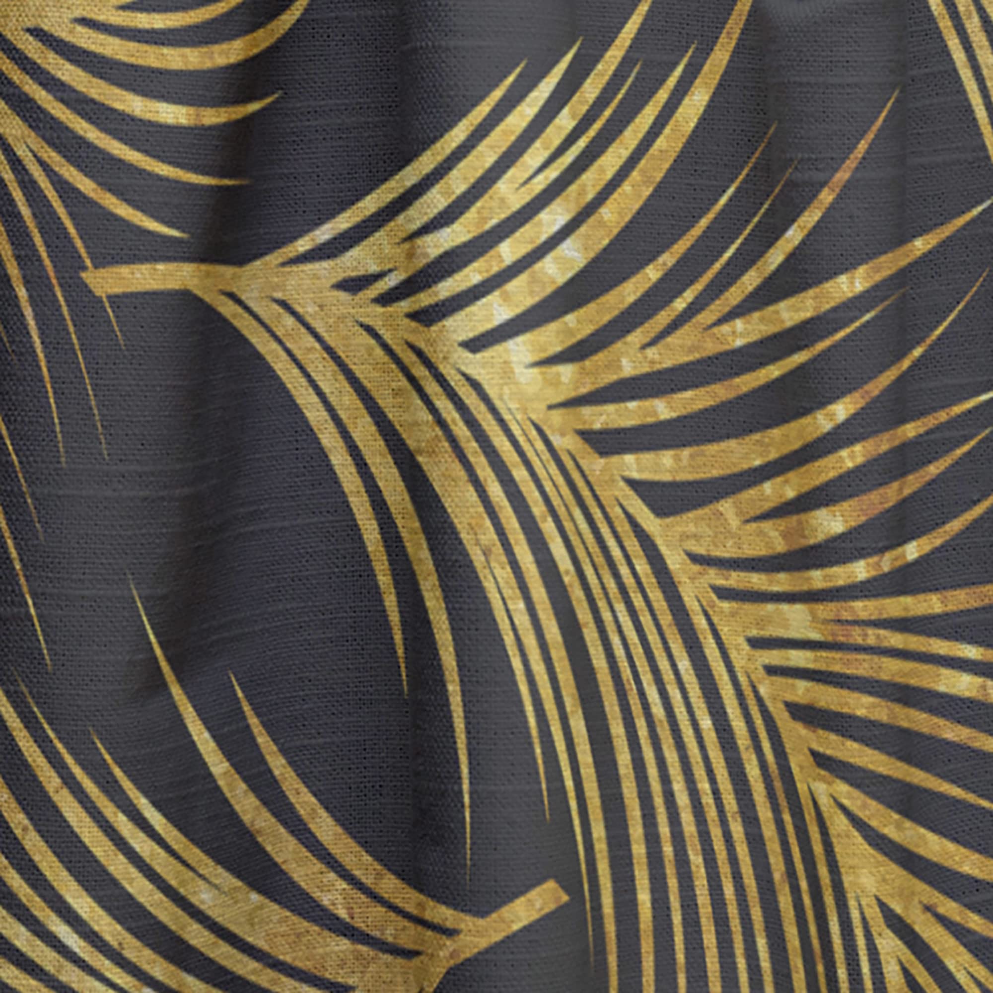 DesignQ Thermal Insulated Curtains - Golden Tropical Leaves Pattern, Single Panel 52x63 Inches, Blackout Drapes for Bedroom & Living Room - Perfect for Sun Protection & Home Decor