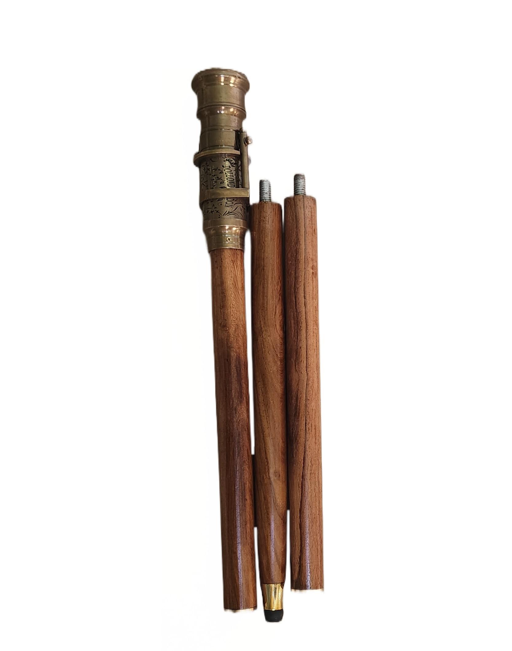 Premium Telescopic Walking Cane with Compass - Adjustable Wooden Walking Stick with Brass Handle - Foldable Hiking Cane for Seniors & Outdoor Adventures - Perfect Birthday Gift for Elderly & Travelers