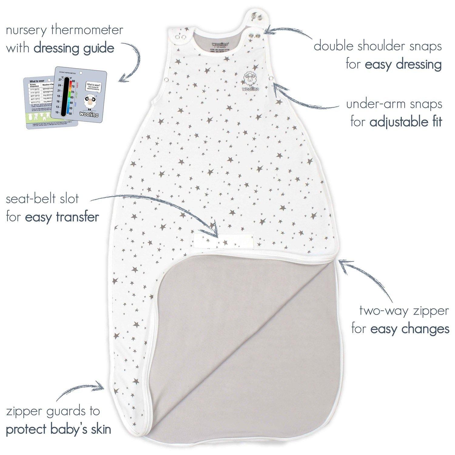 4 Season Ultimate Baby Sleep Bag - Merino Wool & Organic Cotton - 2M to 2Y - Final Sale - Perfect for Nursery, Daycare & Travel