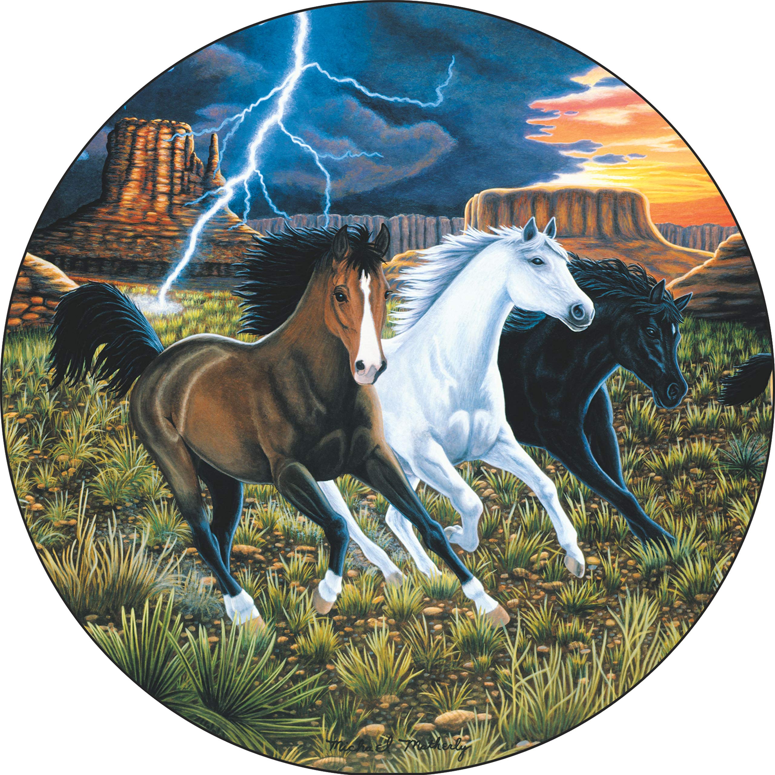 Custom Made Lightning & Thunder Run Wheel Spare Tire Cover for Horses - Fits Your Exact Tire Size (See Menu) | Perfect for Trail Rides, Camping & Outdoor Adventures