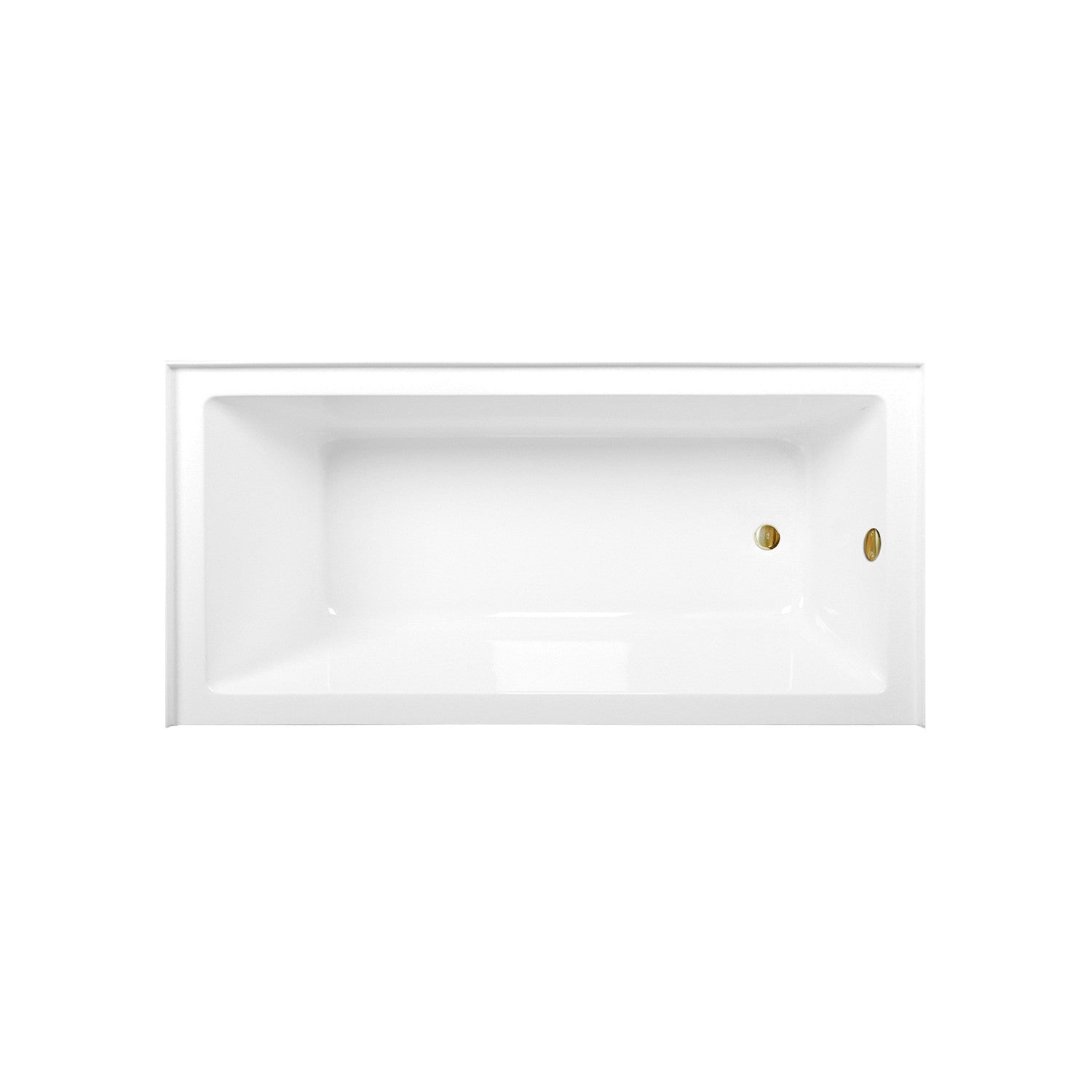 Aqua Eden 66 Inch Acrylic Rectangular 3-Wall Alcove Bathtub - Right Hand Drain, Glossy White with Brushed Brass Finish | Perfect for Modern Bathroom Renovations & Spa-Like Retreats