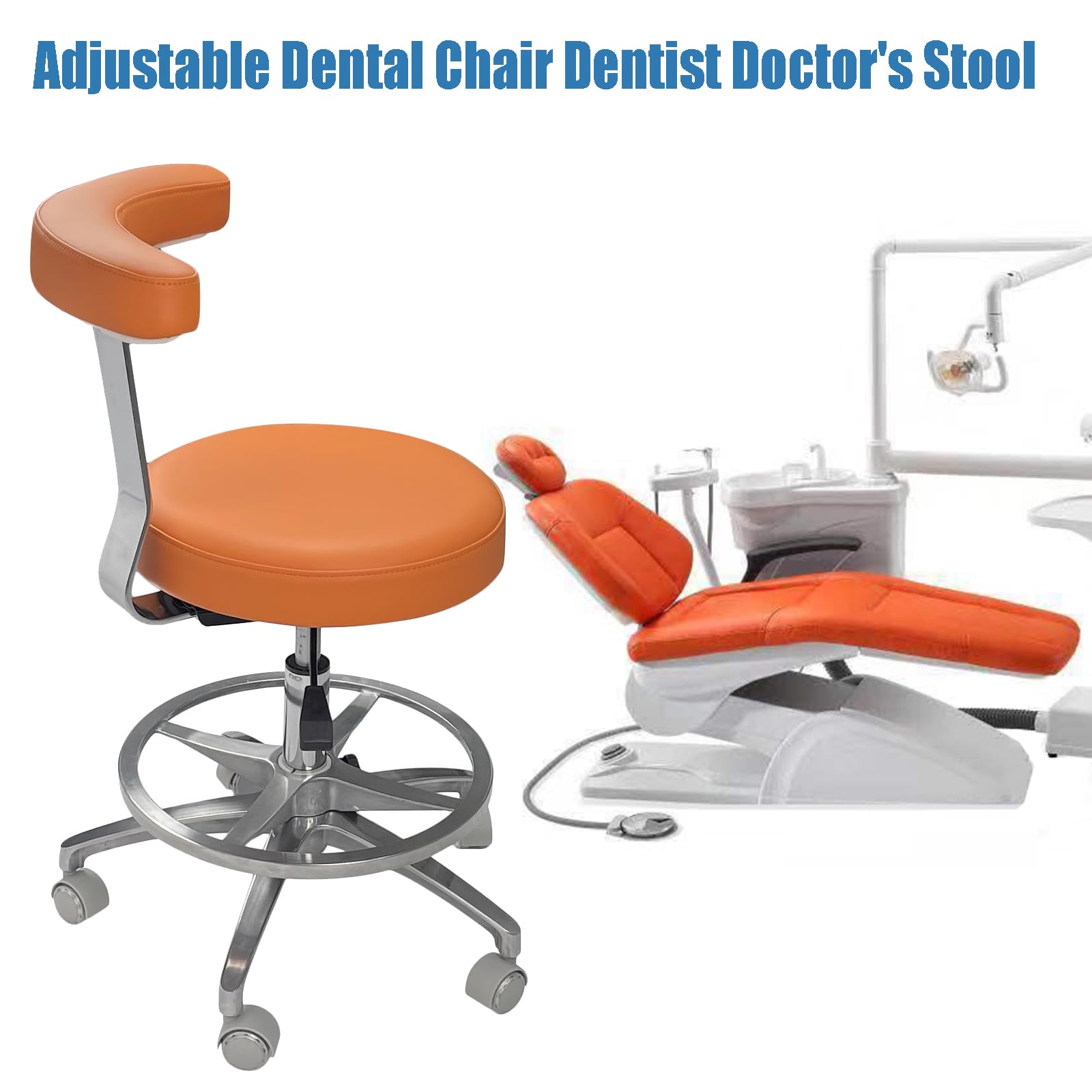 Adjustable Height Dental Stool with Armrest - Microfiber Leather Doctor Chair Assistant Stool for Dentists, Hygienists & Medical Professionals - Perfect for Dental Clinics, Exam Rooms & Medical Offices