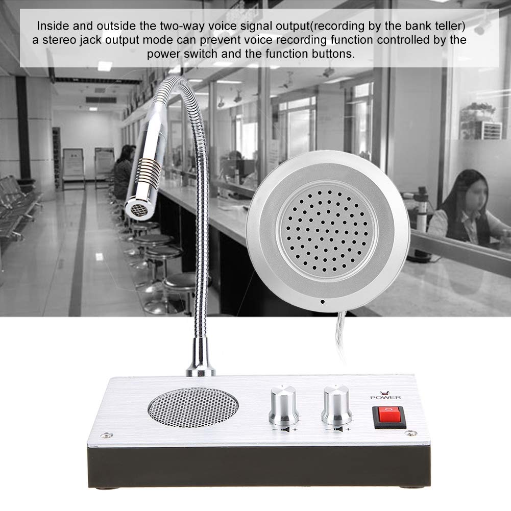 Dual Way Window Speaker Intercom System - Anti-Interference Through Glass Communication, High-Strength Aluminum Alloy Shell for Clear Sound - Perfect for Bank, Office, Retail Store & Transportation Station Windows (Secure Customer Service Solution)