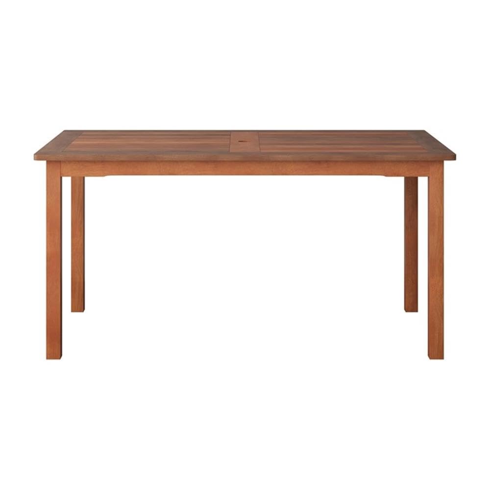 CorLiving Miramar Solid Hardwood Outdoor Patio Rectangle Dining Table - Natural Finish for Backyard, Garden & Poolside Dining | Weather-Resistant & Durable