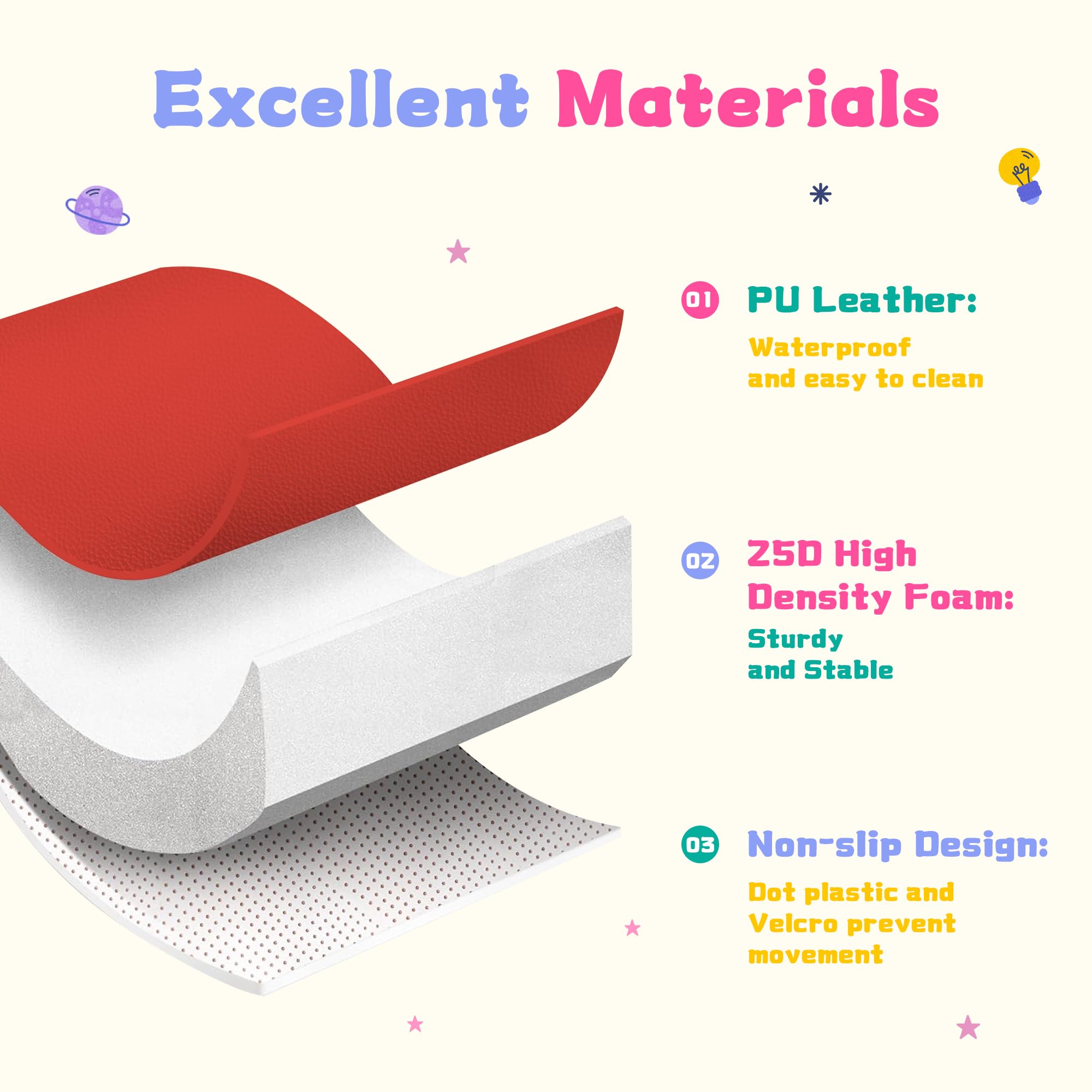 7-Piece Soft Foam Climbing Blocks for Toddlers - Non-Slip PU Leather Baby Play Gym with Velcro | Safe Indoor Activity Toys for Crawling, Climbing & Early Childhood Development | Perfect for Playrooms, Daycares & Home Learning Spaces