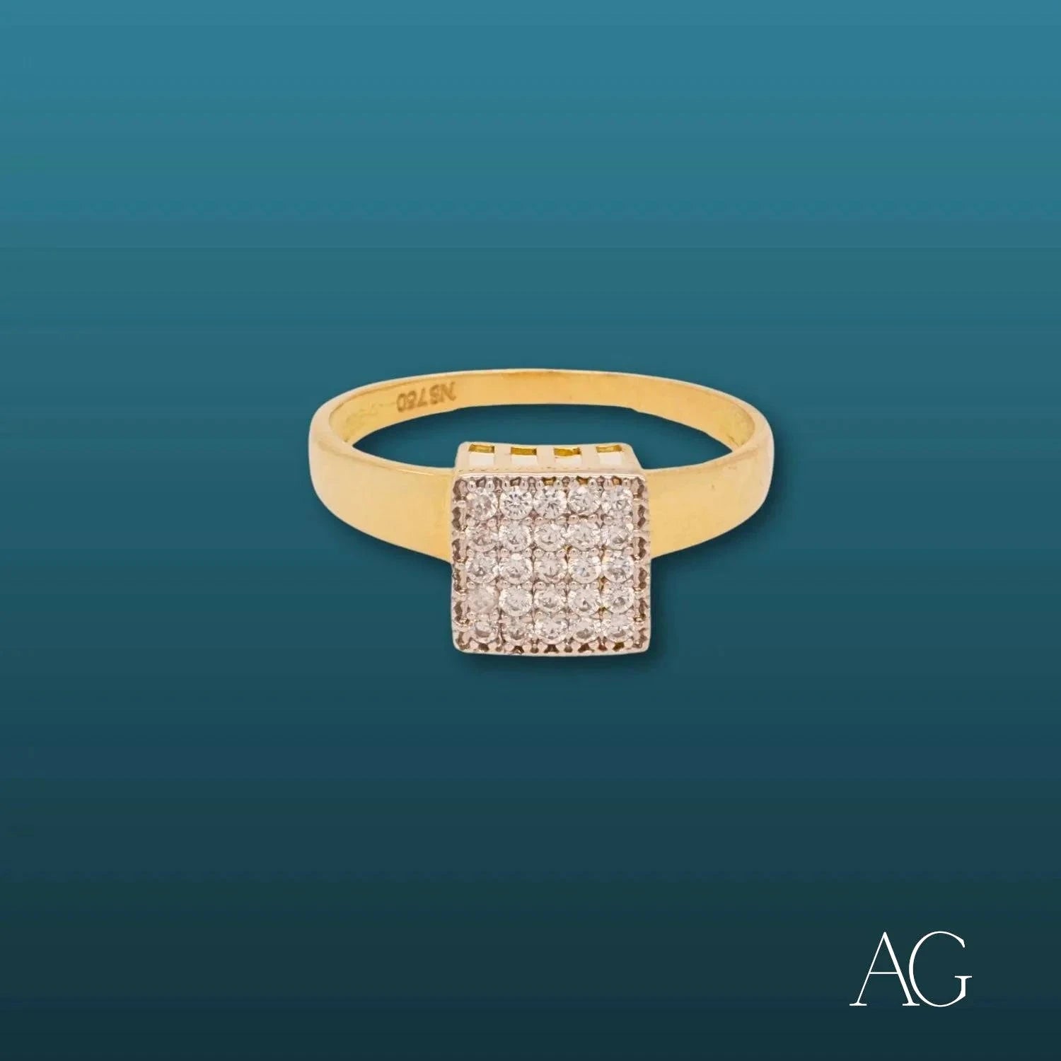 Elegant White CZ Square 18K Gold Ring for Women - Perfect for Engagement, Wedding, Anniversary & Everyday Wear