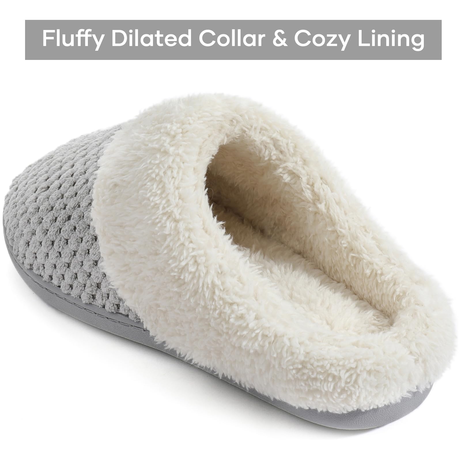 ULTRAIDEAS Women's Cozy Fleece House Slippers with Memory Foam - Soft Indoor Outdoor Slip-On Shoes for Home, Lounge & Backyard Comfort