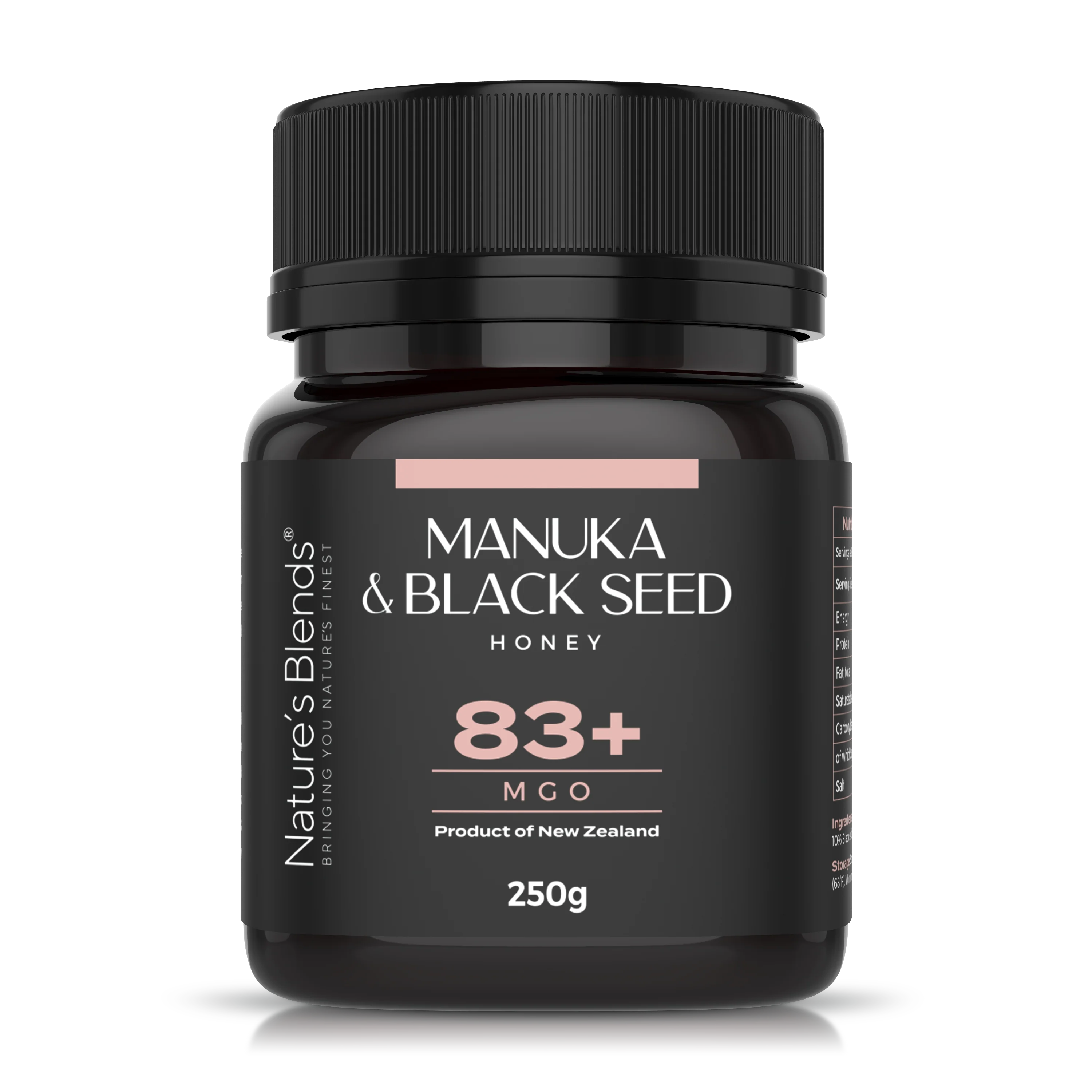 Premium Black Seed & Manuka Honey 83+ MGO (250g) - Natural Immune Support & Wellness Booster for Tea, Toast & Healthy Recipes